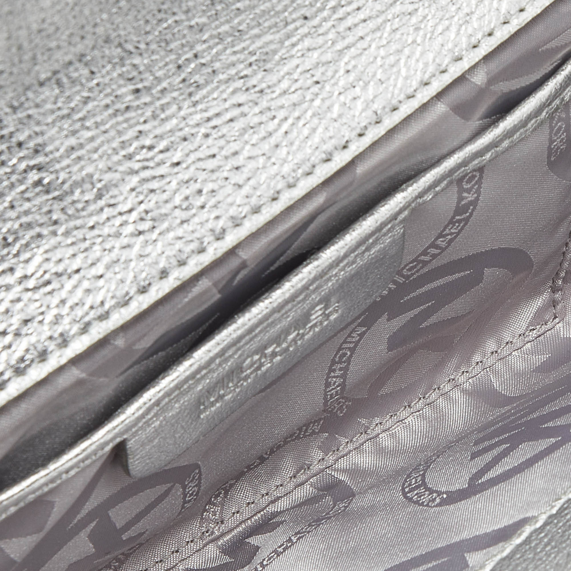 MICHAEL Michael Kors Silver Leather Buckle Detail Clutch