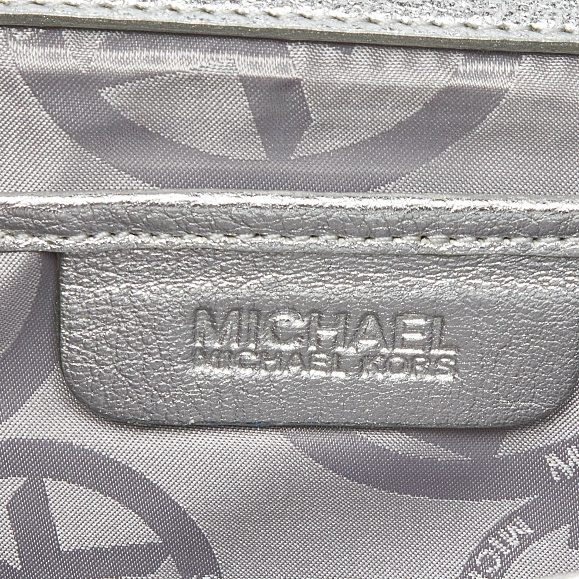 MICHAEL Michael Kors Silver Leather Buckle Detail Clutch