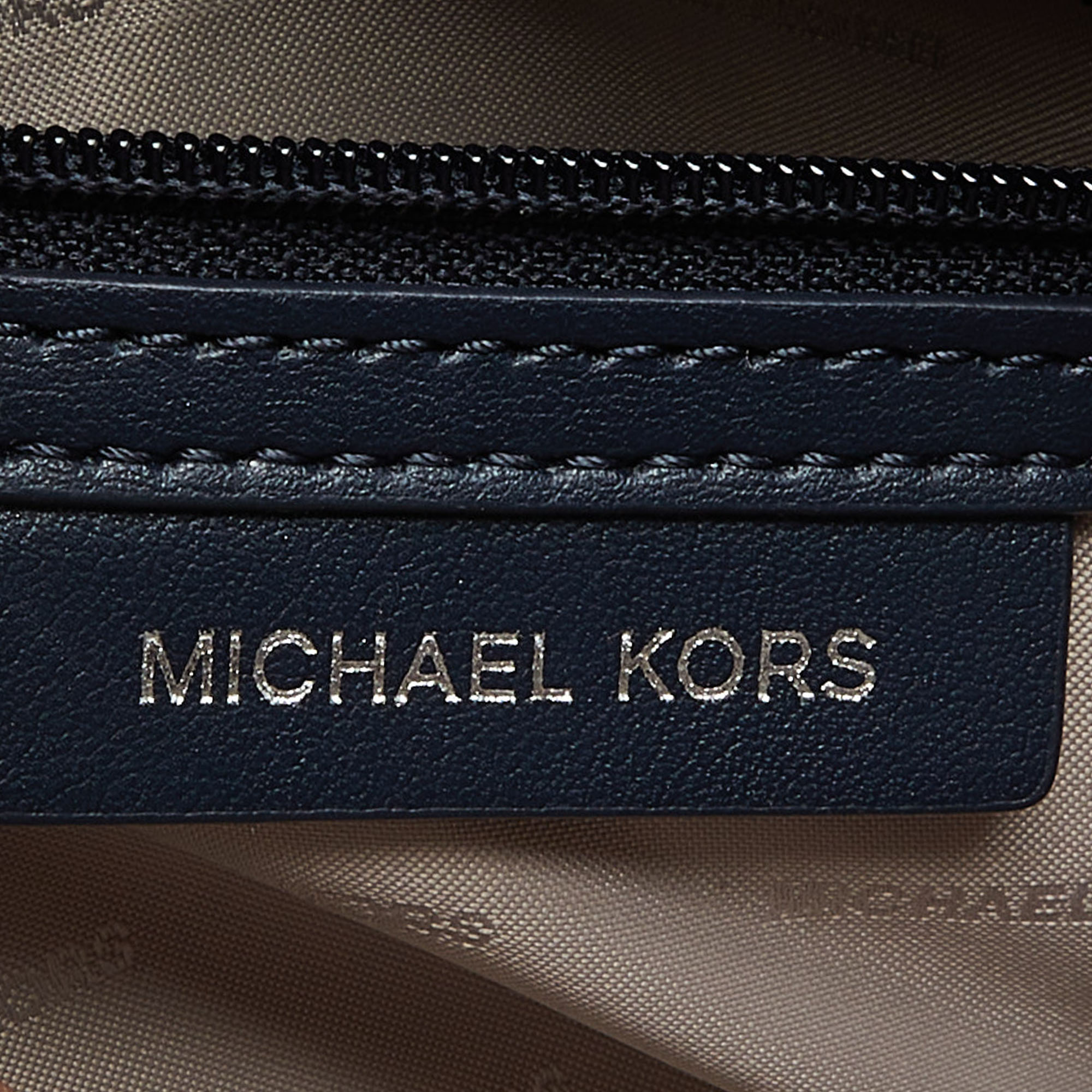 Michael Kors Blue Leather And Snakeskin Embossed Mercer Studio Tote