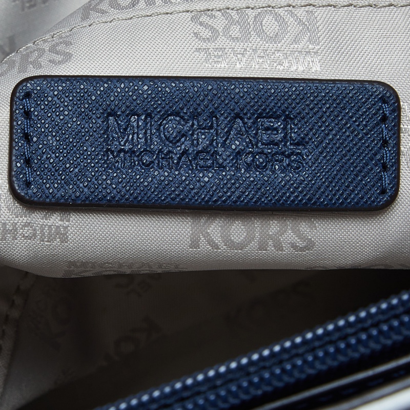 MICHAEL Michael Kors Blue/White Stripe Leather Jet Set Snap Pocket Tote