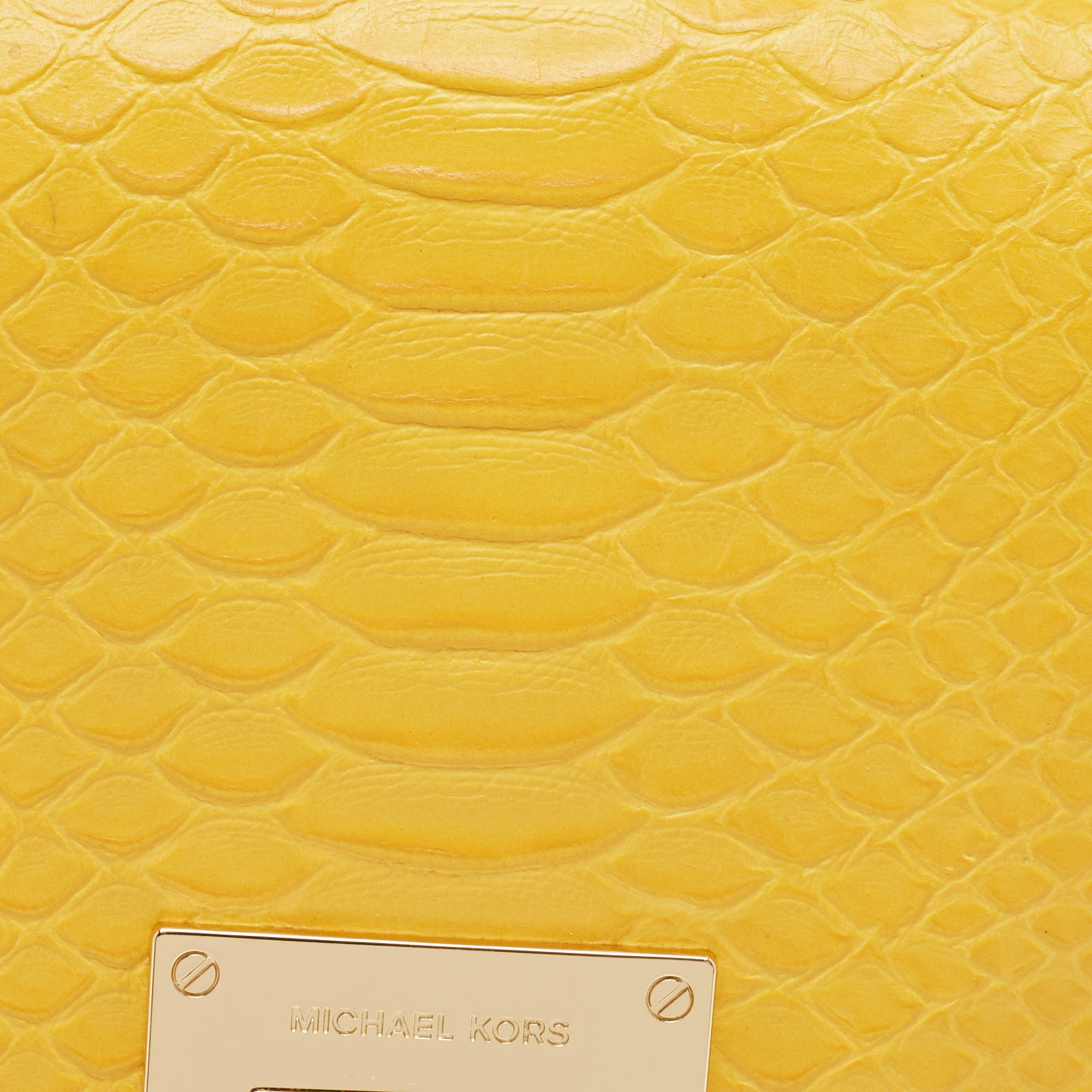 MICHAEL Michael Kors Yellow Python Embossed Leather Flap Shoulder Bag