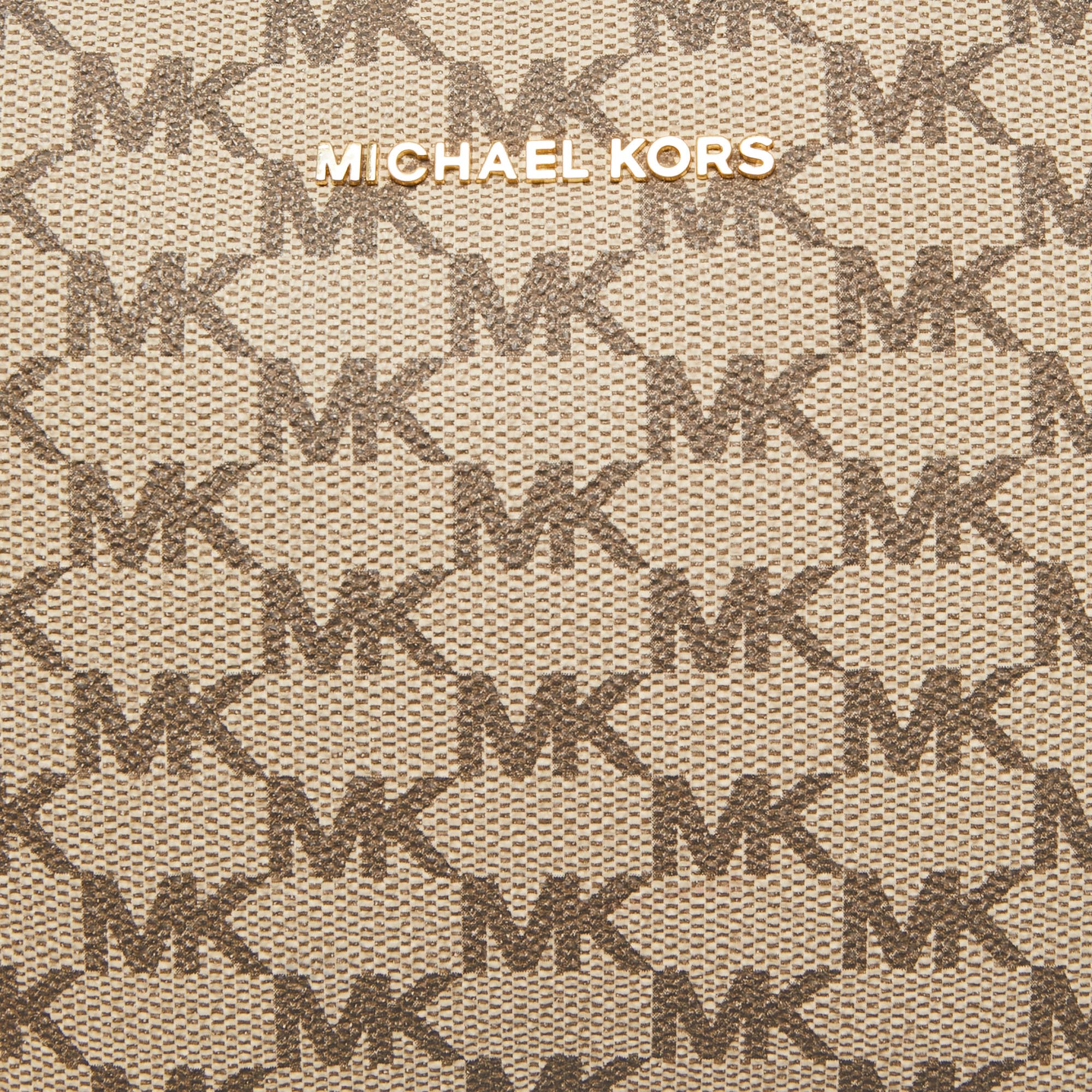 MICHAEL Michael Kors Orange/Beige Signature Coated Canvas And Leather Ginny Crossbody Bag