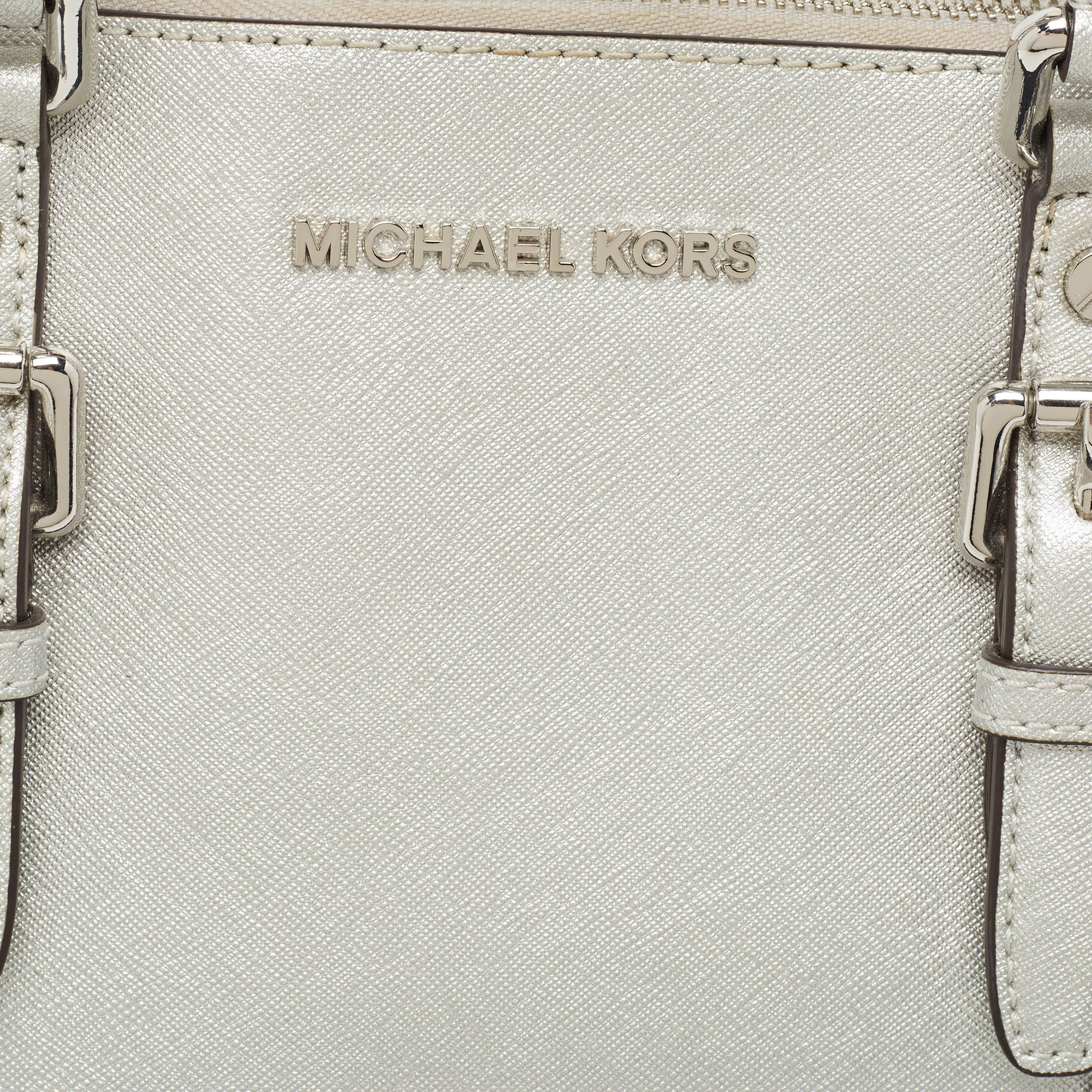 MICHAEL Michael Kors Silver Leather Large Ciara Satchel