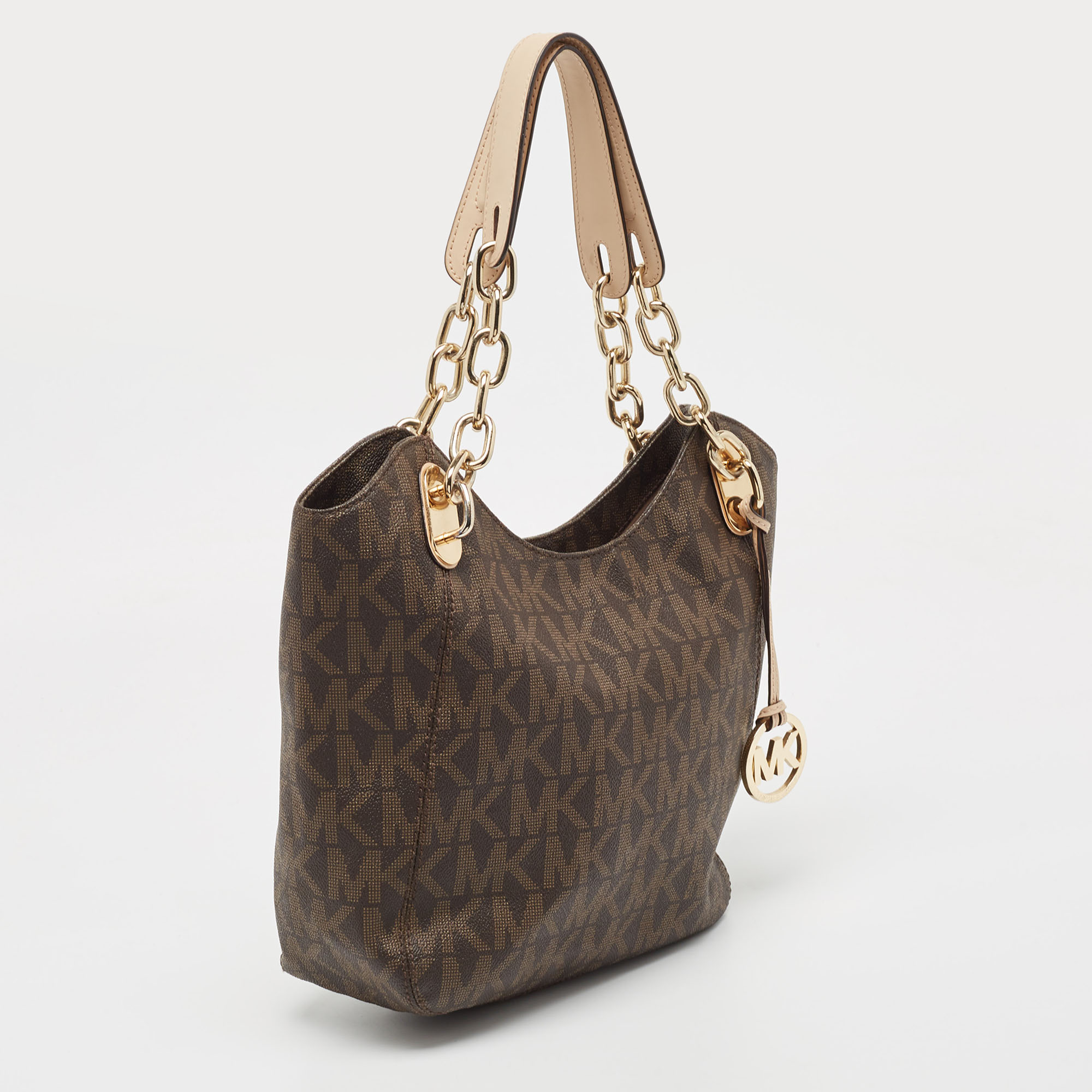 MICHAEL Michael Kors Brown Signature Coated Canvas Lilly Hobo