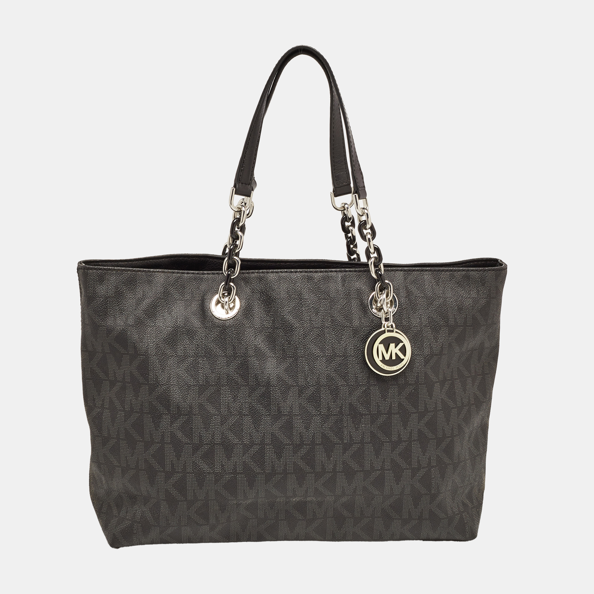 Michael michael kors black signature coated canvas cynthia large tote