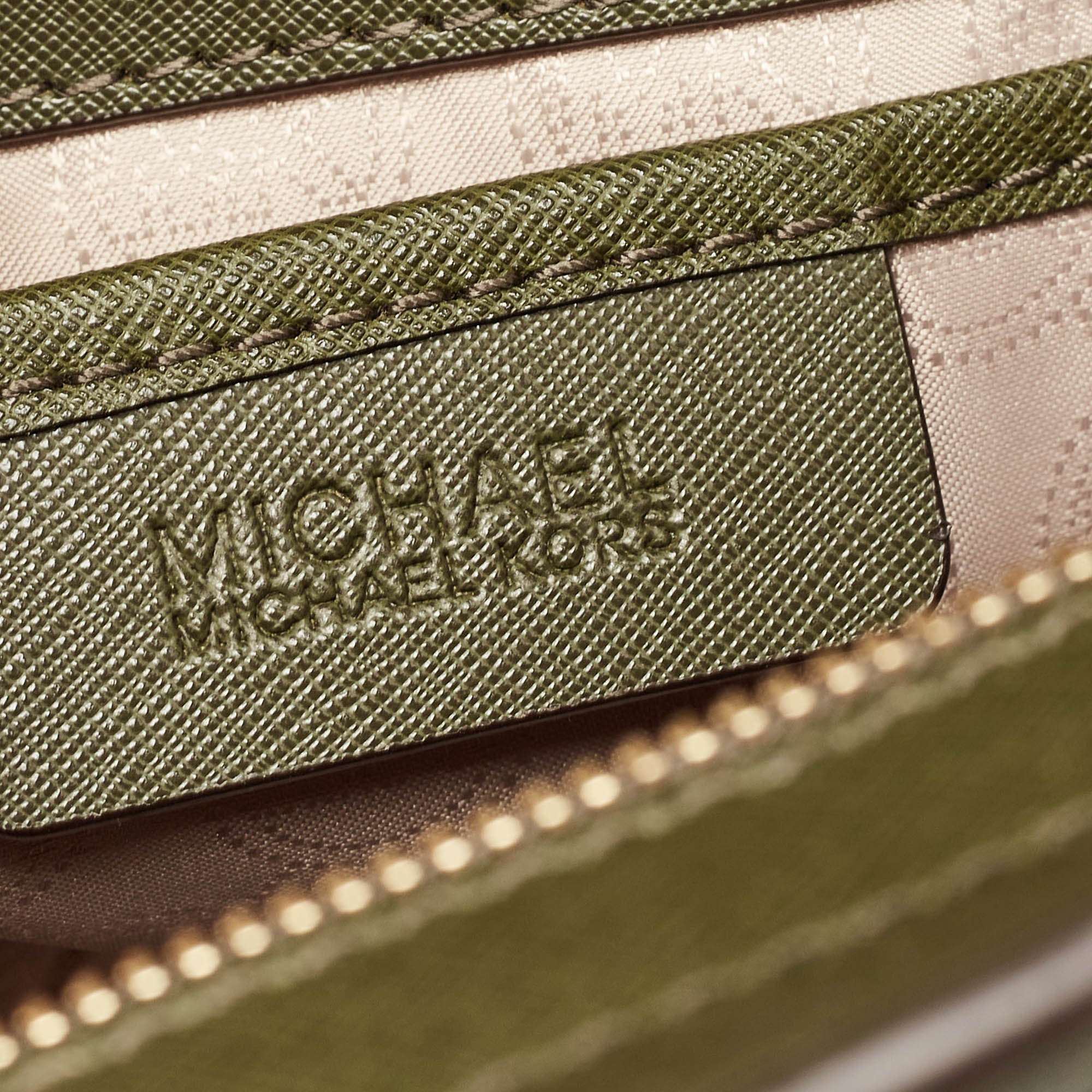 Michael Kors Green Studded Leather Large Selma Satchel