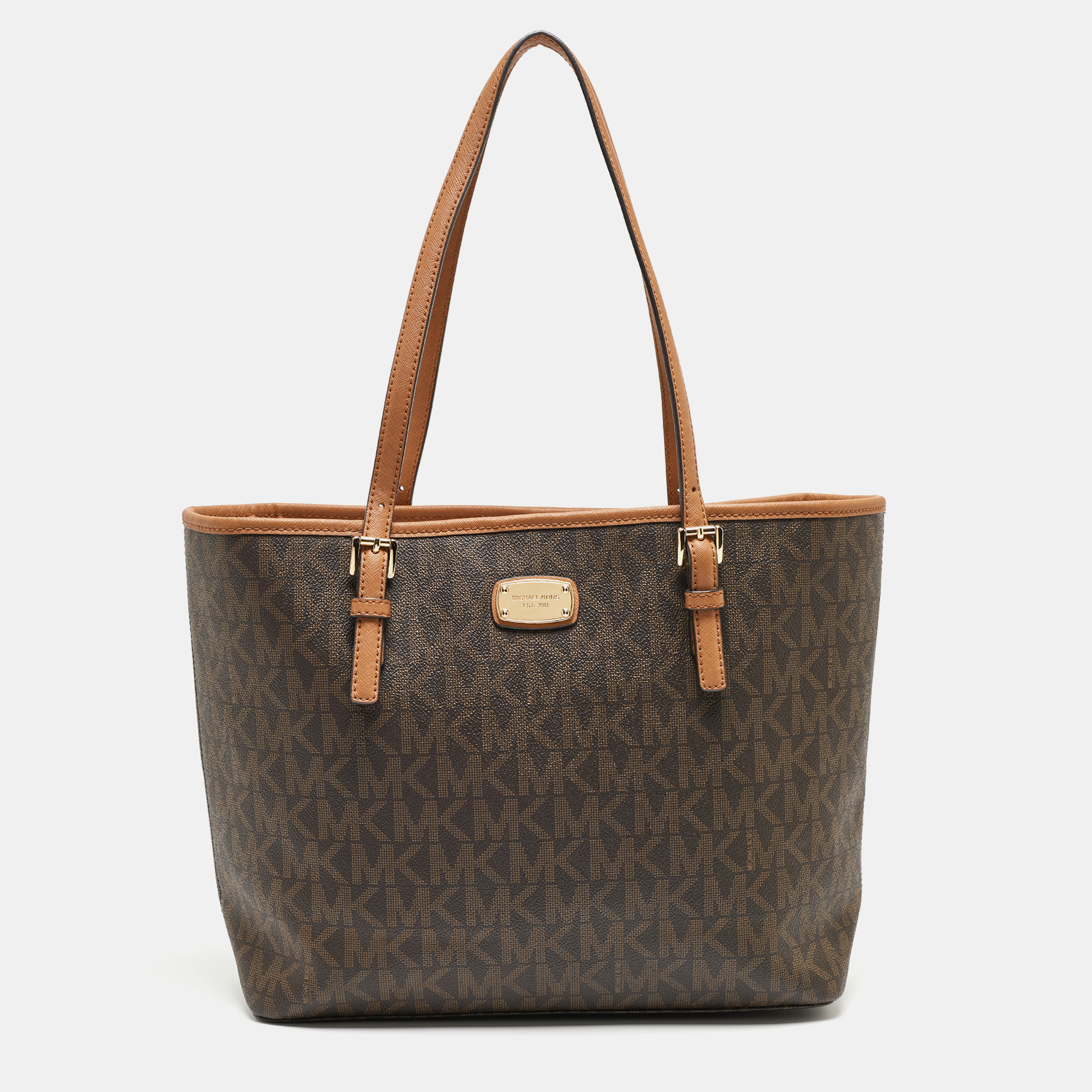 Michael michael kors michael michael brown signature coated canvas jet set travel tote