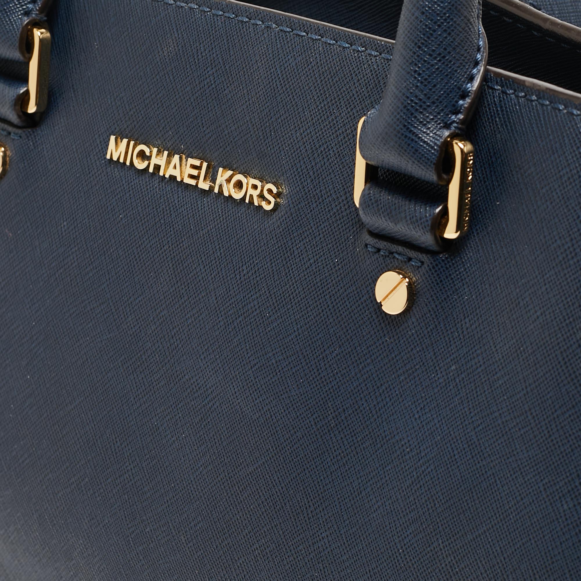 Michael Michael Kors Navy Blue Leather Medium Selma Tote