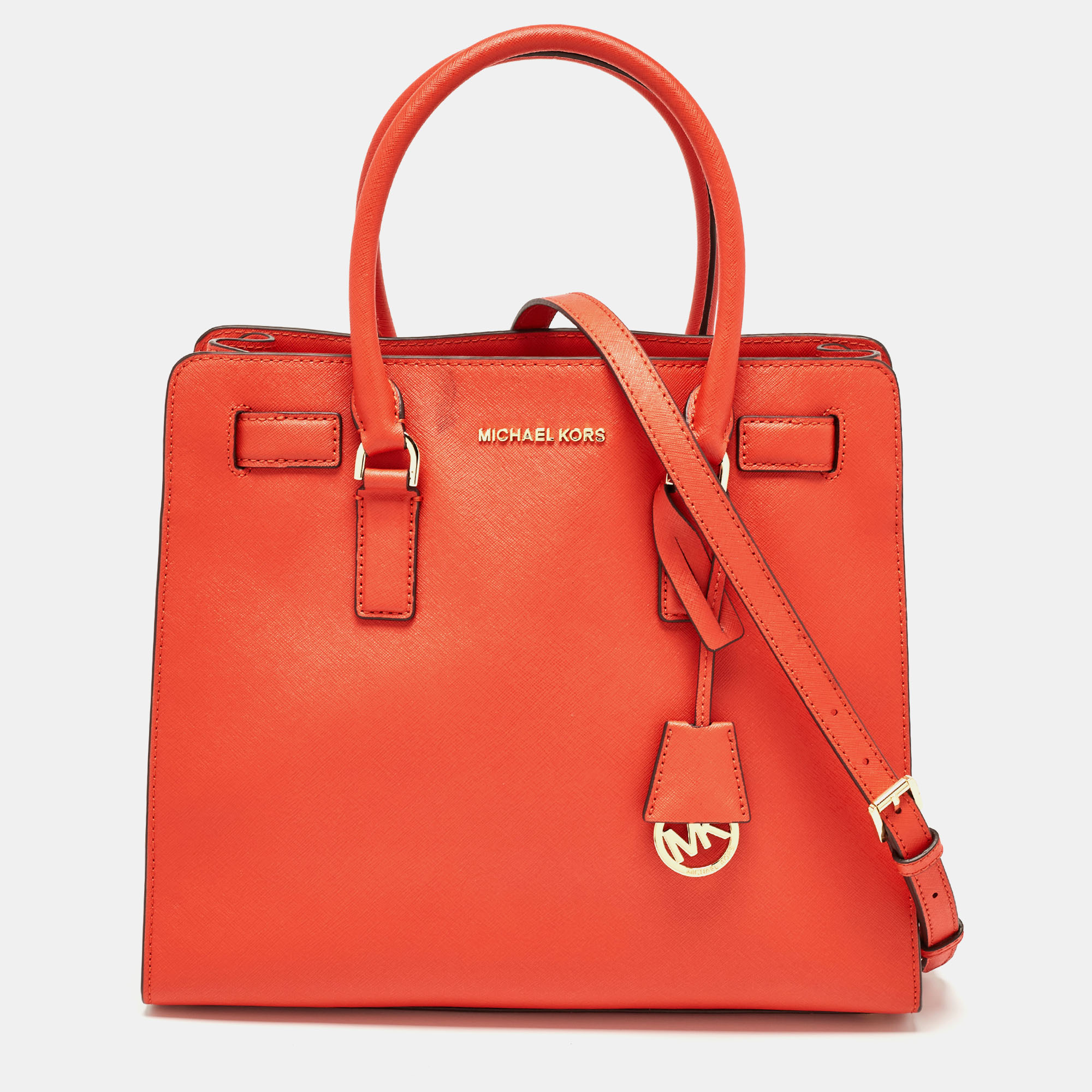 Michael michael kors red leather hamilton north south tote