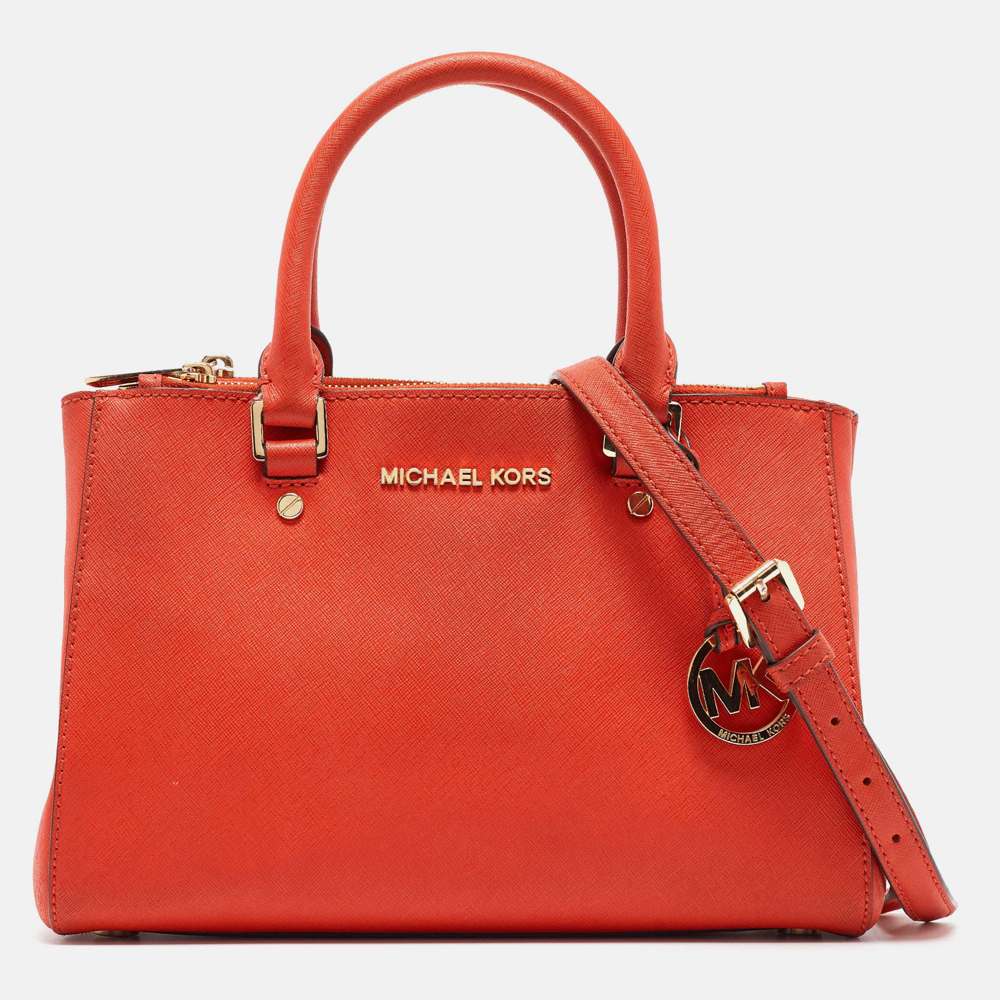 Michael michael kors red leather small sutton tote