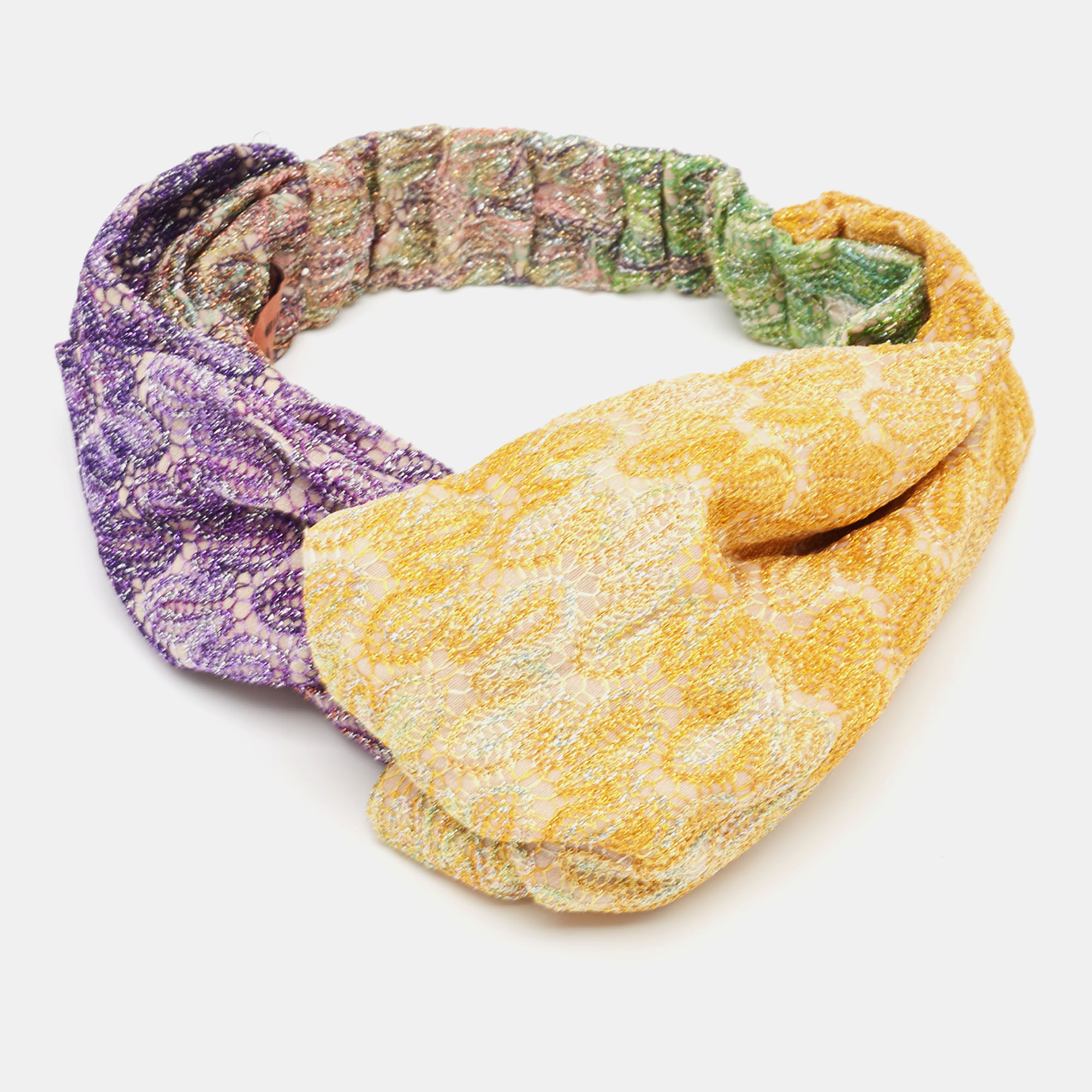 Missoni mare multicolor patterned lurex knit twisted headband