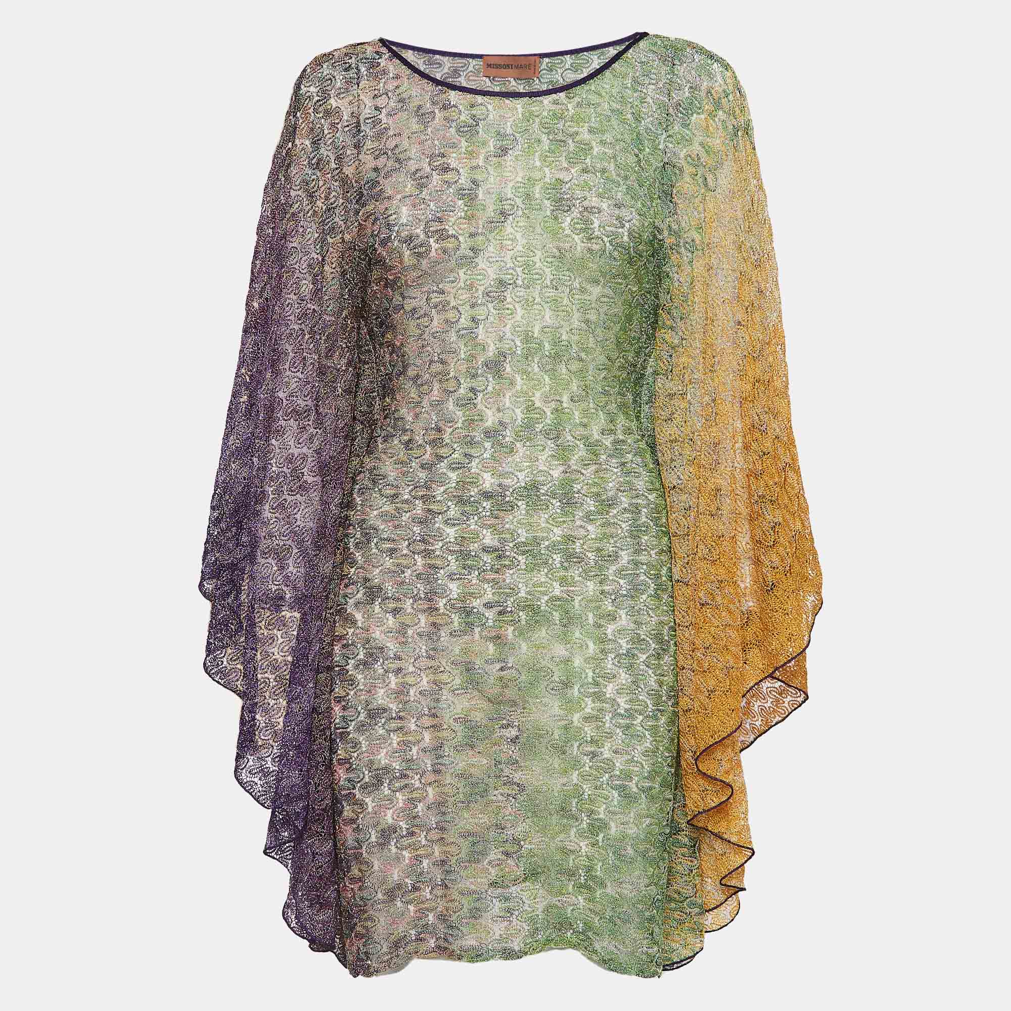 Missoni mare multicolor patterned lurex knit kaftan mini dress m