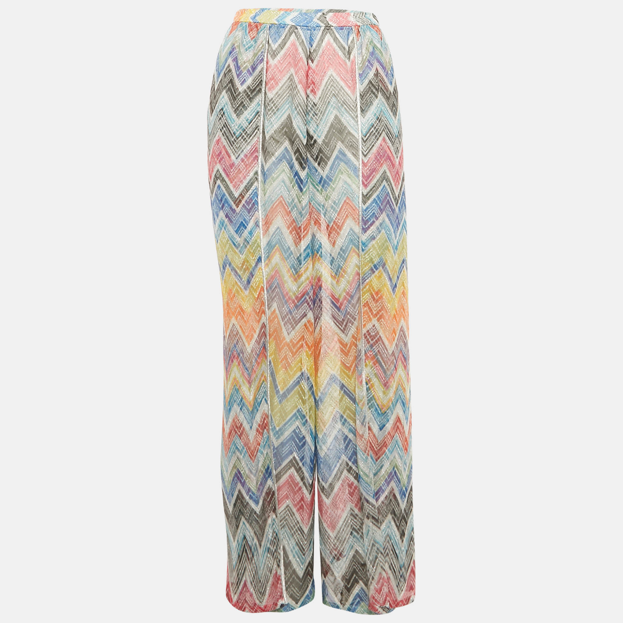 Missoni Multicolor Zigzag Lurex Knit Sheer Trousers M
Missoni Multicolor Zigzag Lurex Knit Sheer Trousers M
