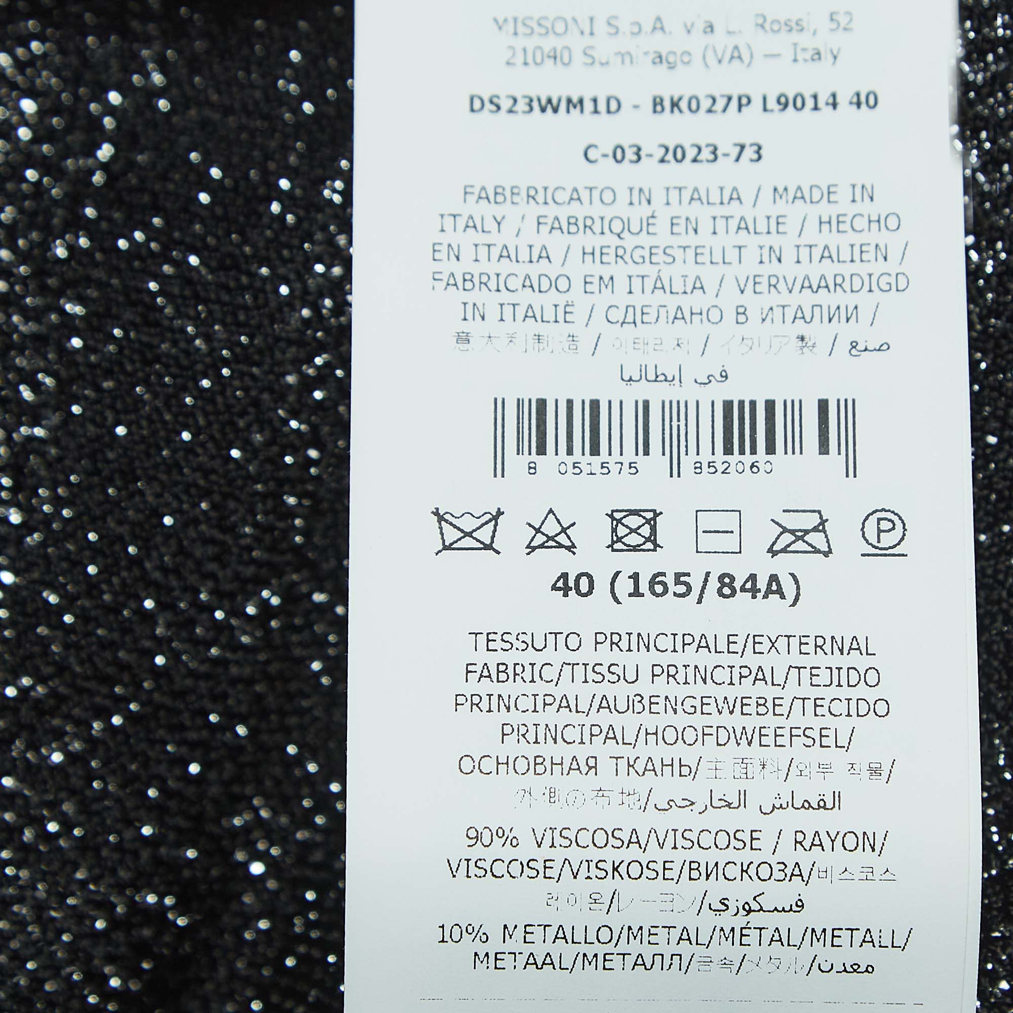 Missoni Black Patterned Lurex Knit Cardigan S