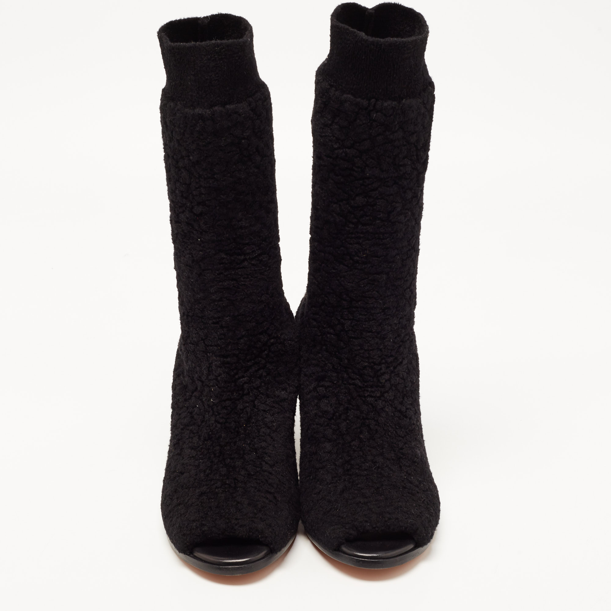 Missoni Black Terry Fabric Sock Peep Toe Booties Size 39.5