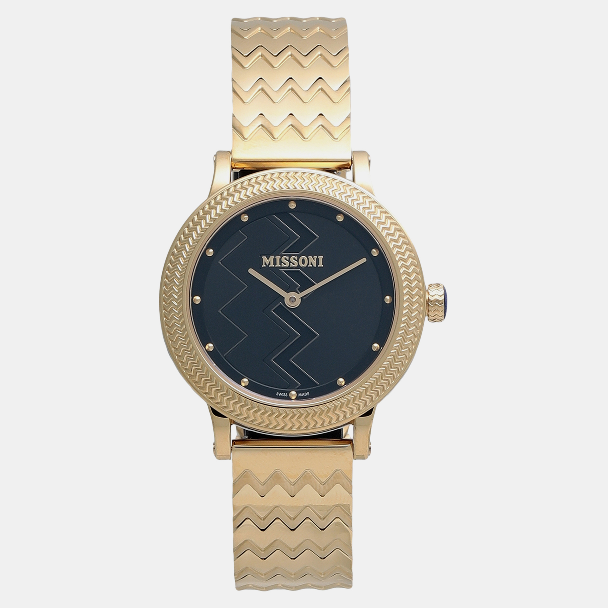 Missoni black gold plated stainless steel mwnz women's wristwatch 36 mm