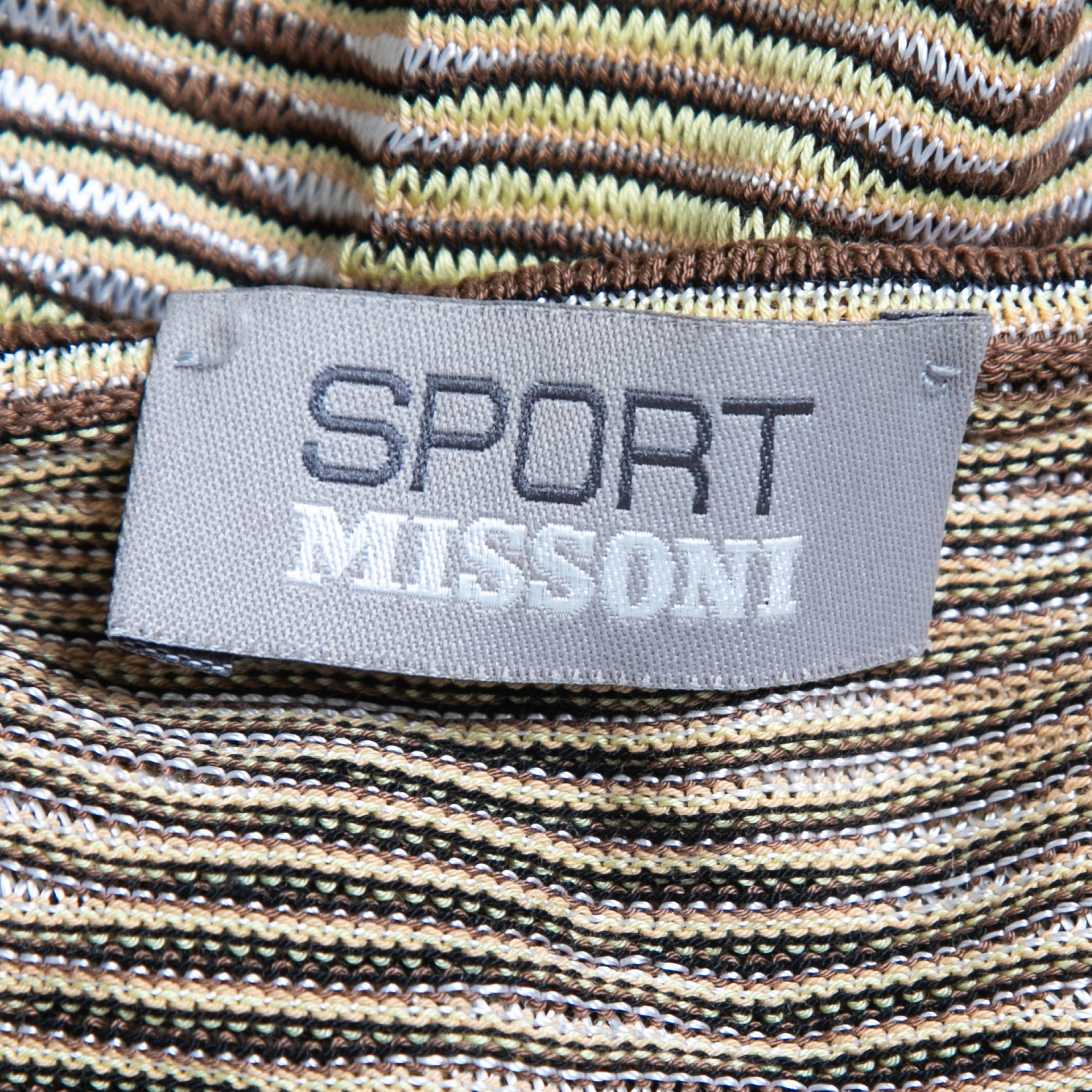 Missoni Sport Vintage Multicolor Zig-Zag Patterned Knit V-Neck Top M
