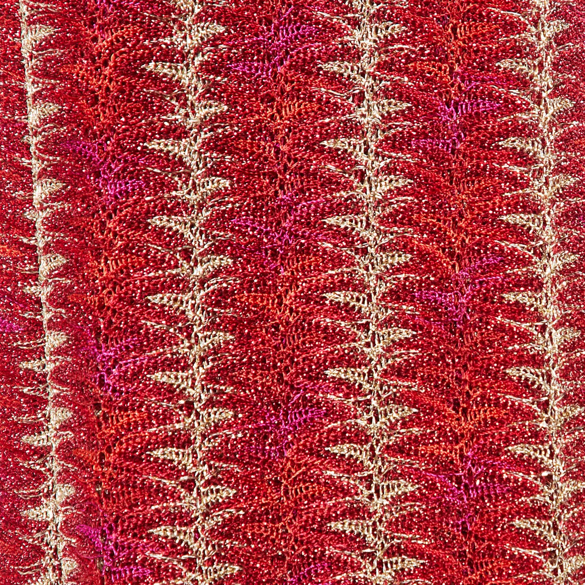 Missoni Red/Pink Textured Lurex Knit Stole