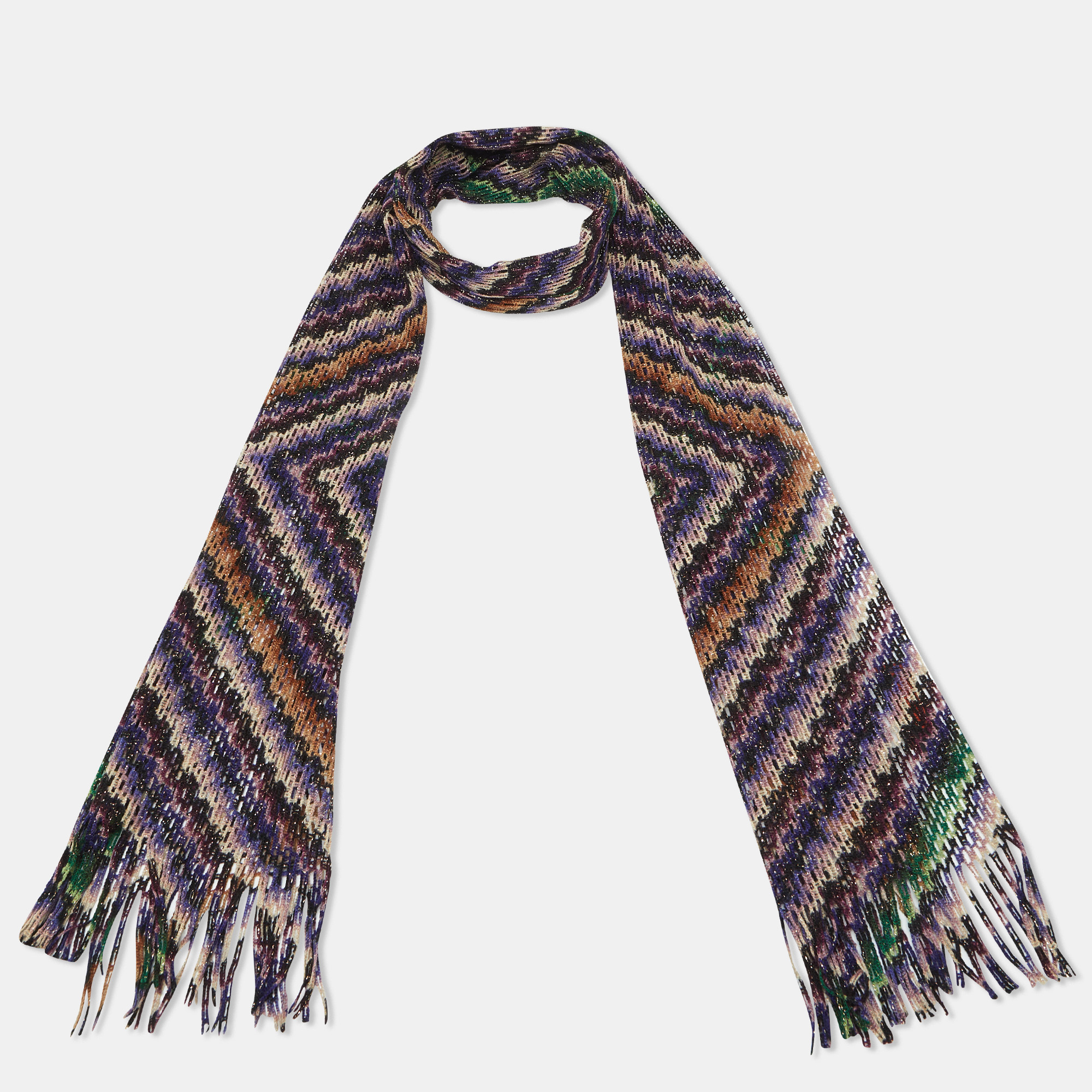 Missoni Multicolor Zig Zag Pattern Lurex Knit Stole