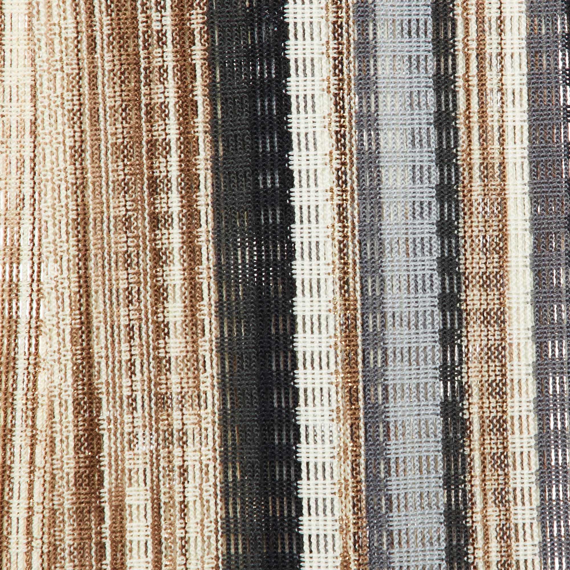 Missoni Beige/Black Striped Lurex & Wool Knit Fringed Stole