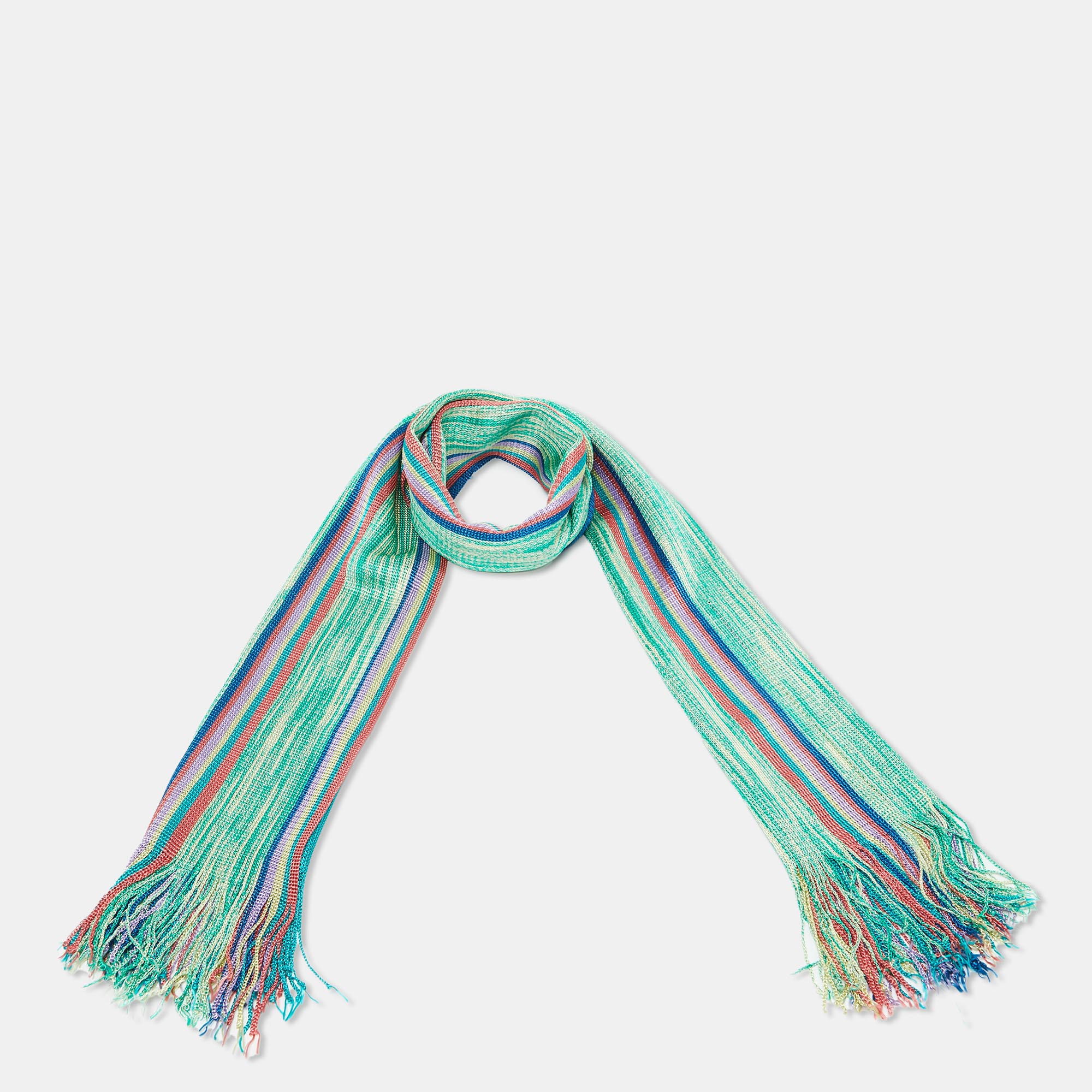 Missoni Multicolor Striped Knit Fringed Stole