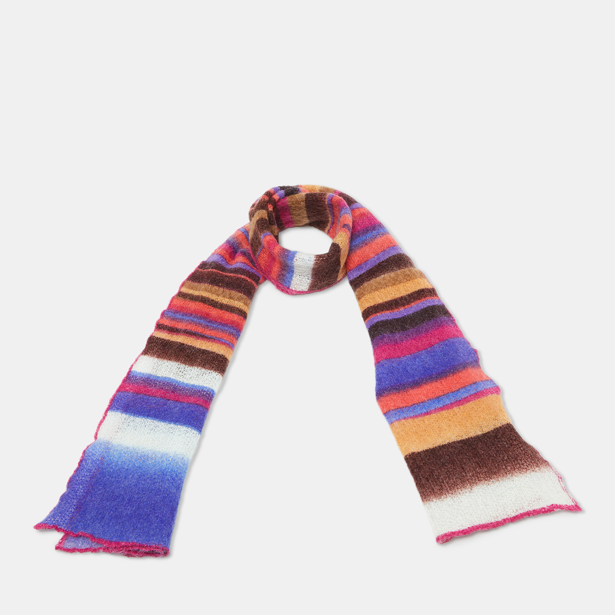 Missoni Multicolor Striped Mohair Blend Knit Stole