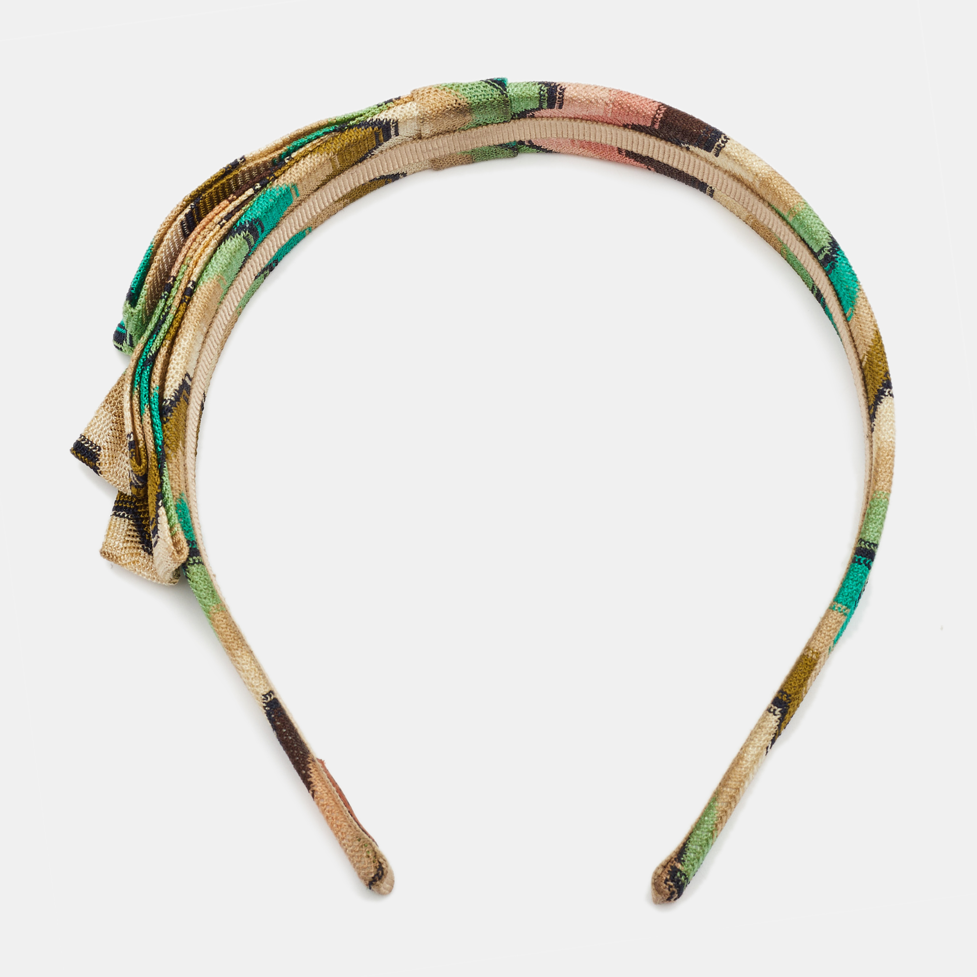 Missoni Multicolor Pleated Knit Head Band