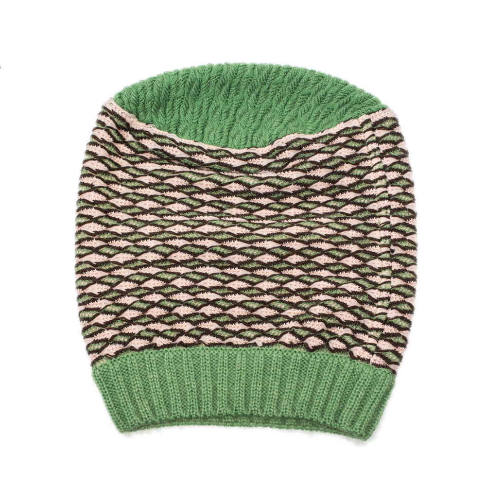 Image of Missoni Green Patterned Wool Beanie