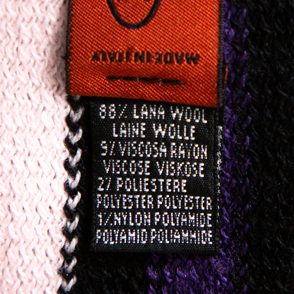 Missoni Multicolored Striped Wool & Lurex Knit Fringed Scarf