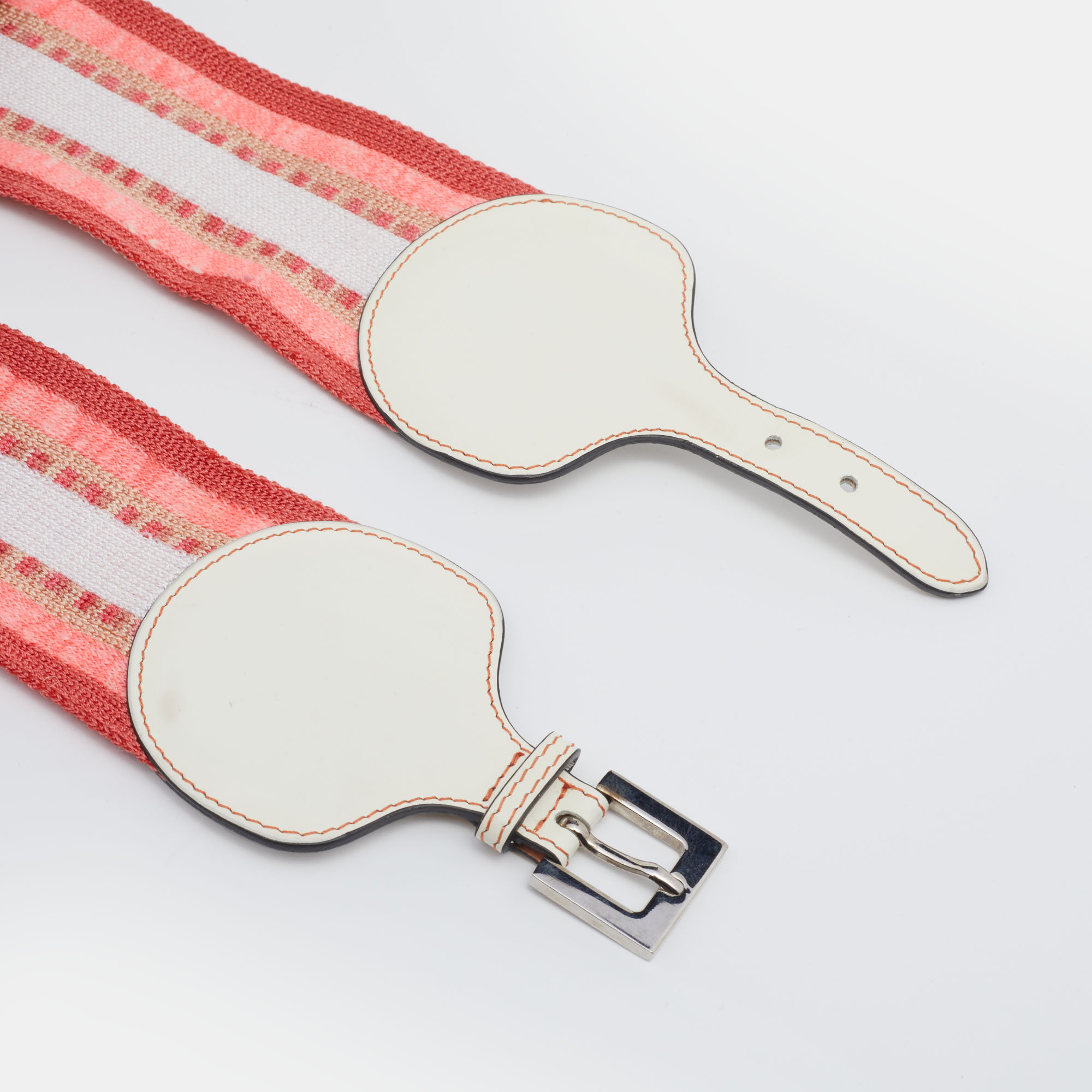 Missoni Pink Striped Stretch Knit & Leather Elasticized Waist Belt S