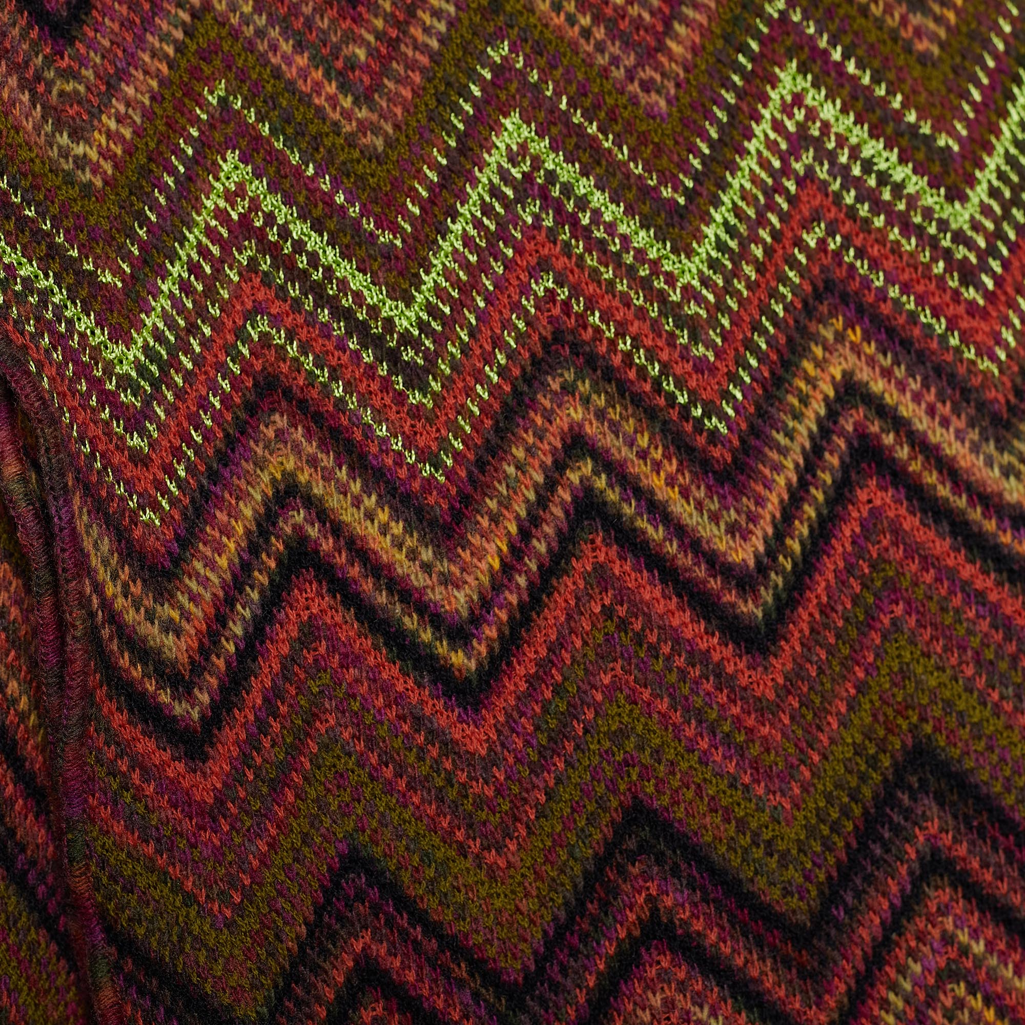 Missoni Multicolor Chevron Patterned Wool Knit Scarf