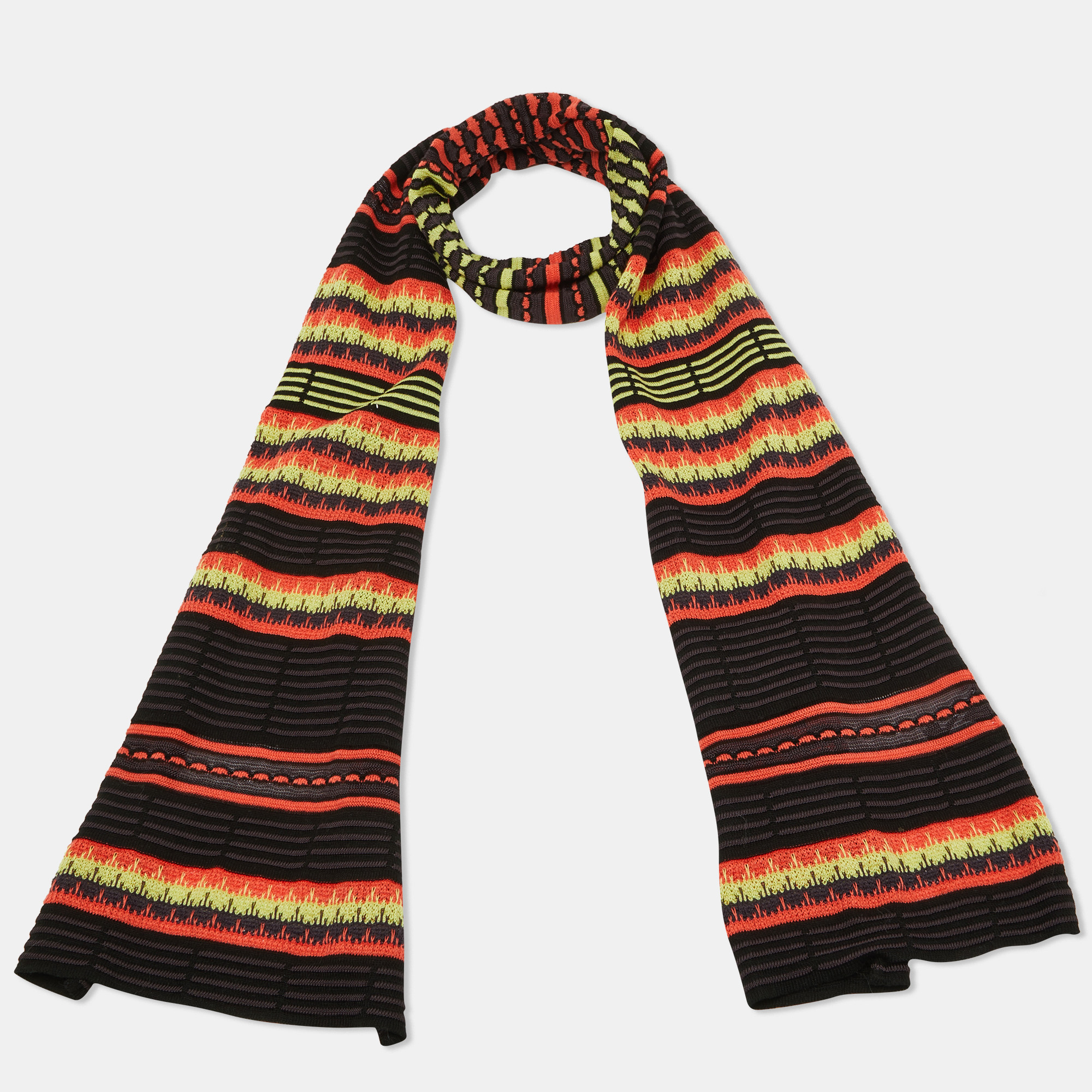 M Missoni Multicolor Patterned Cotton Knit Stole