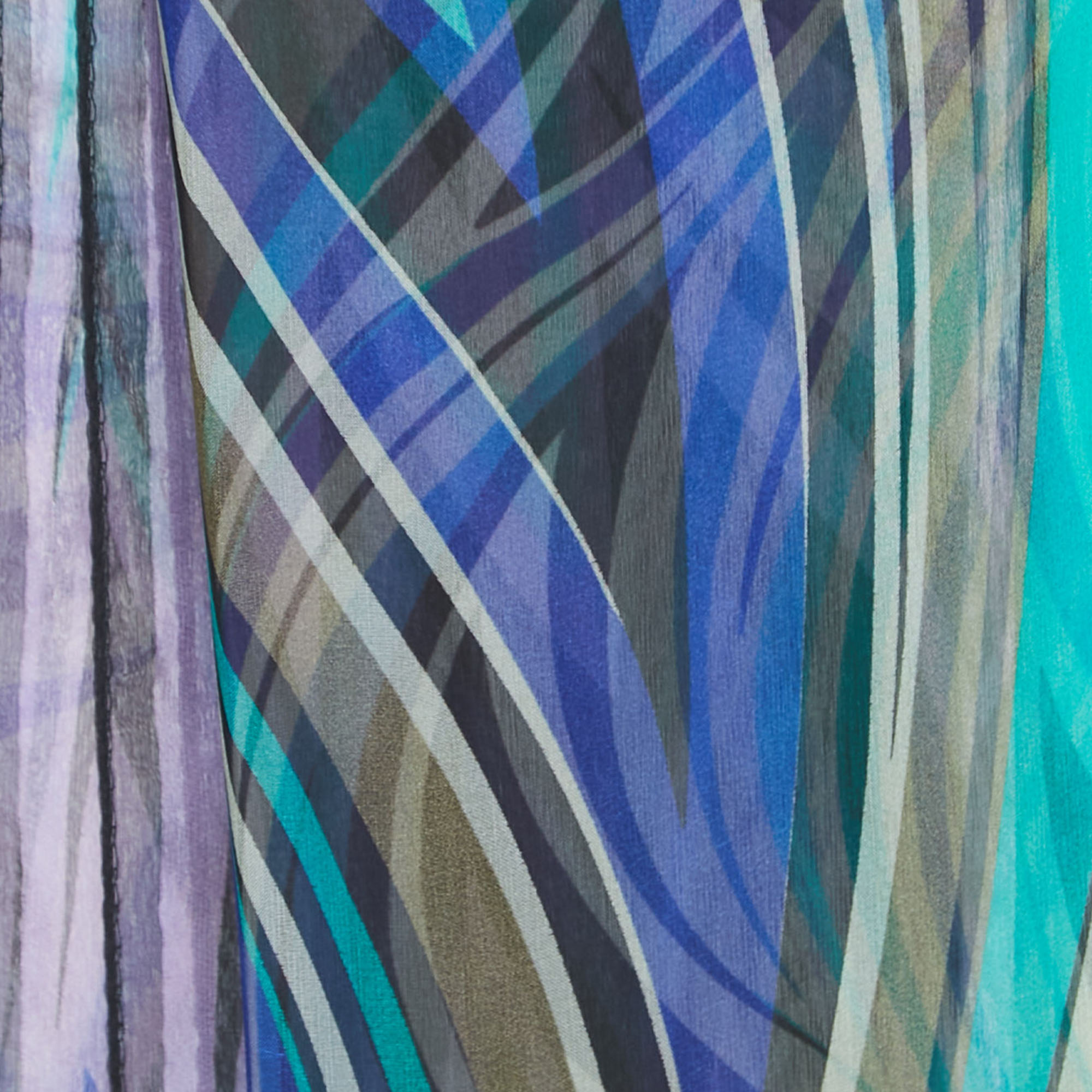 Missoni Foulard Multicolor Print Silk Chiffon Scarf