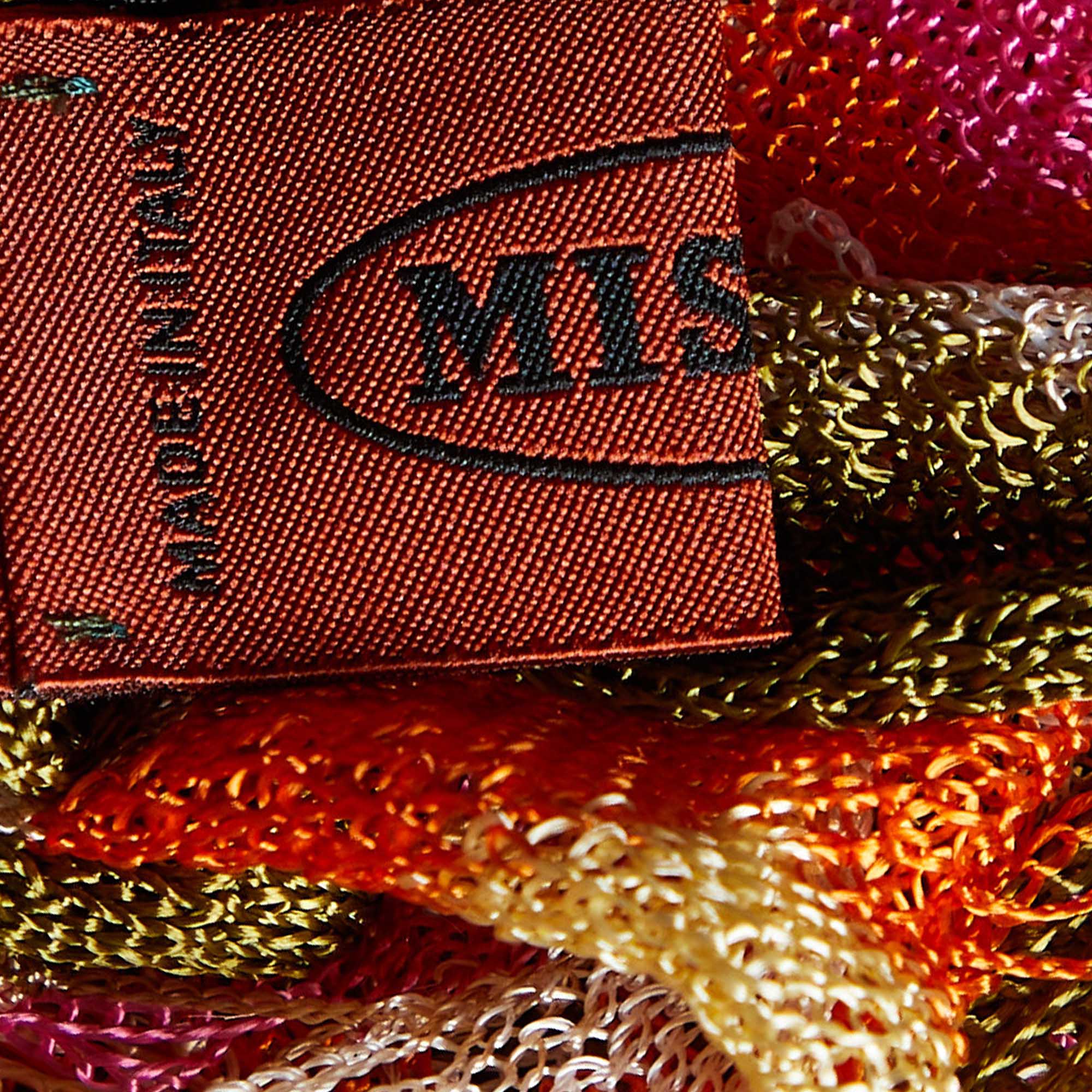 Missoni Multicolor Zig Zag Knit Fringed Scarf