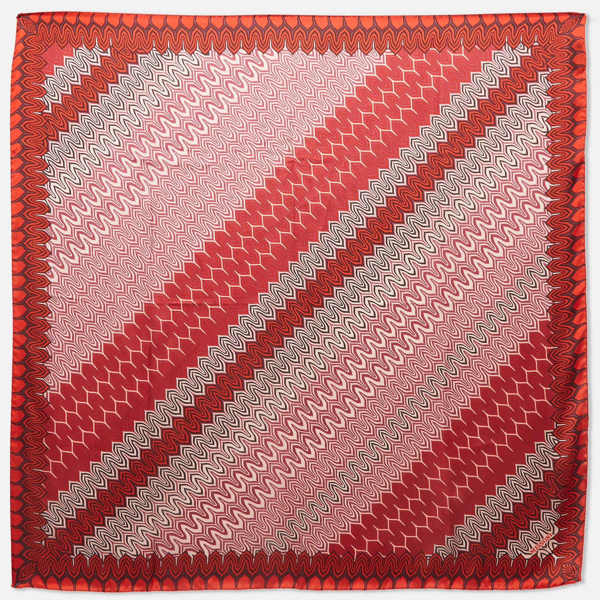 Missoni pink/orange chevron print silk scarf