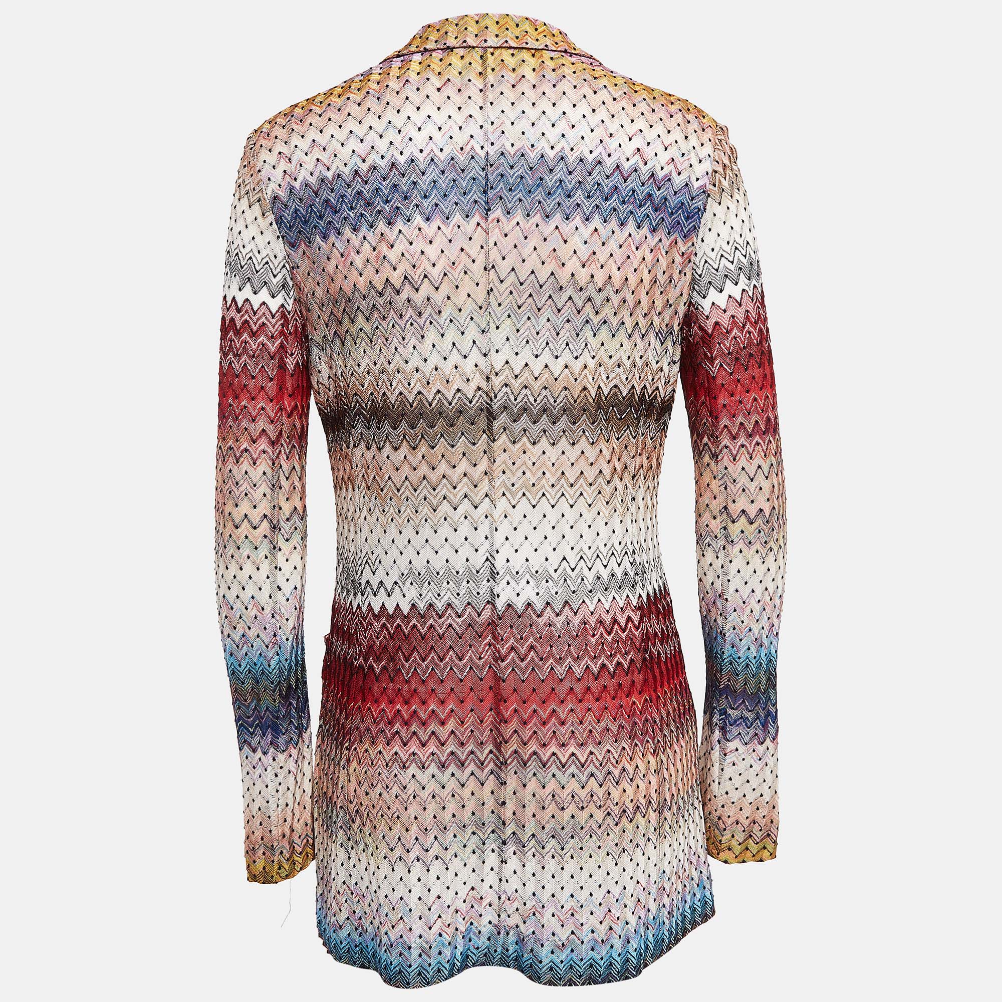 Missoni Multicolor Chevron Knit Long Shirt M