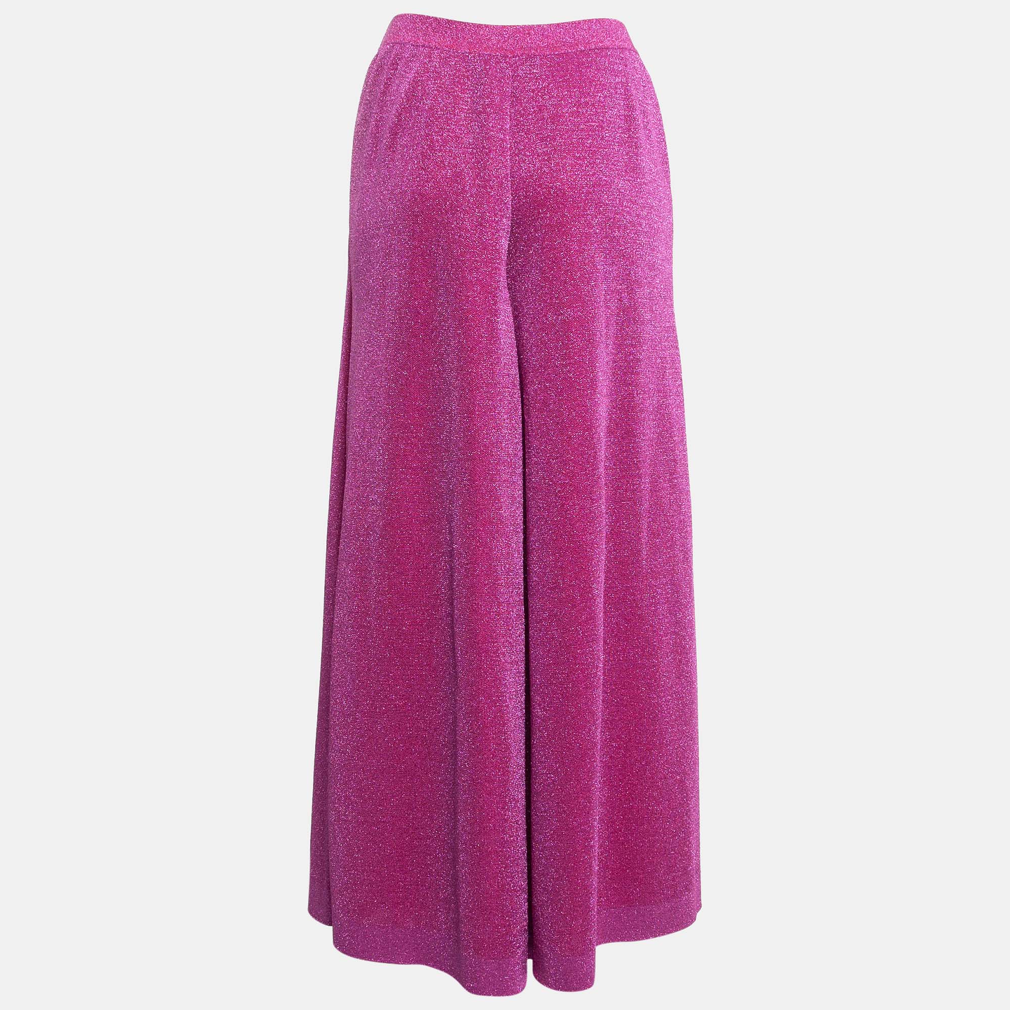 Missoni Pink Lurex Knit Palazzo Pants M