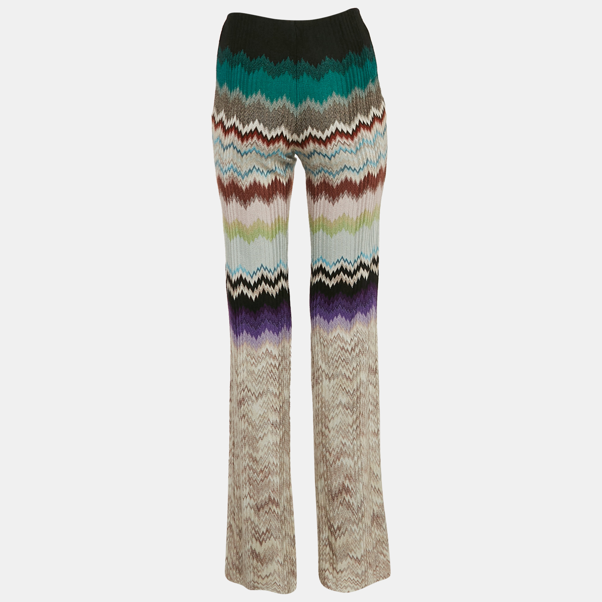 Missoni Multicolor Chevron Knit Flared Trousers S