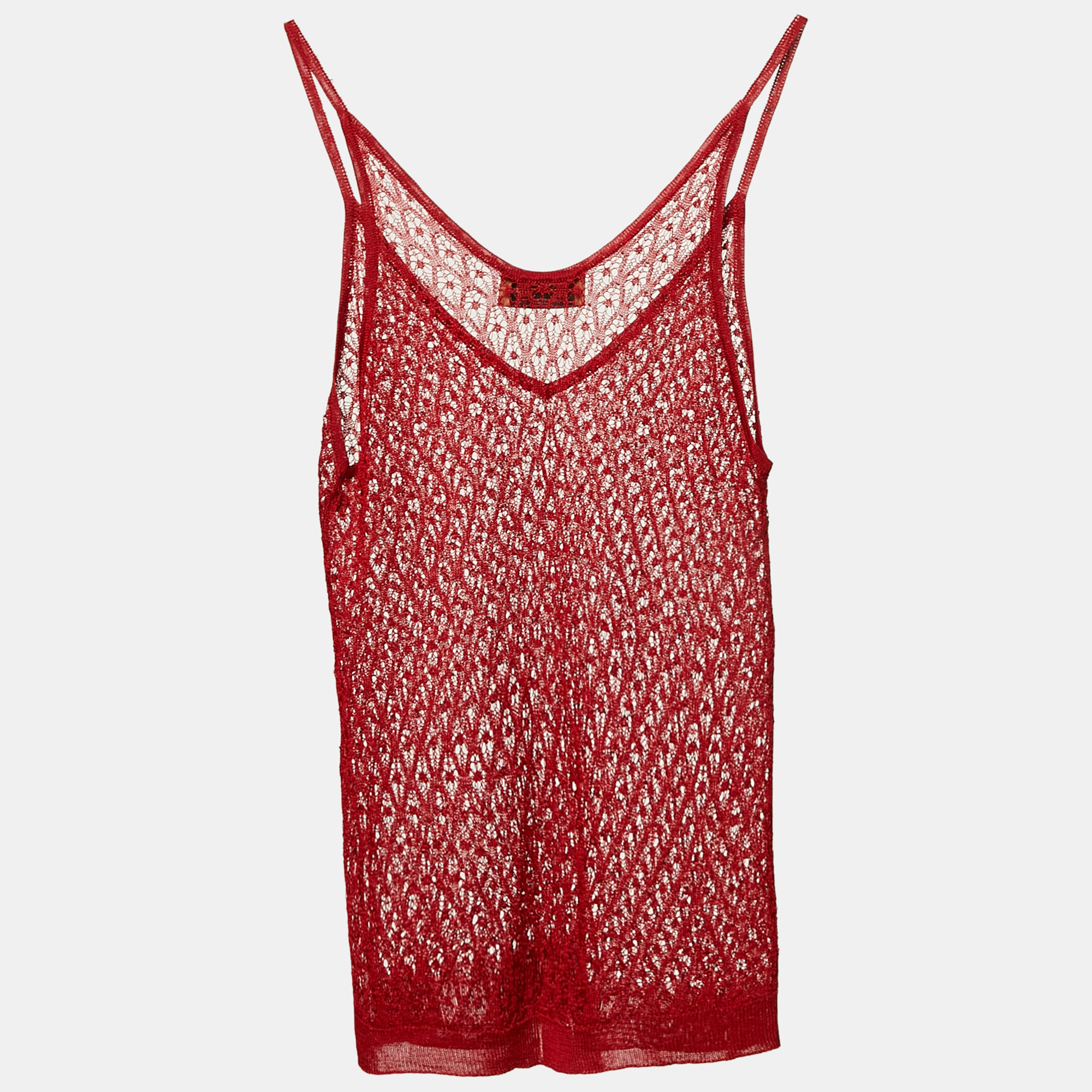 Missoni Red Stretch Knit Sheer Cami Top S