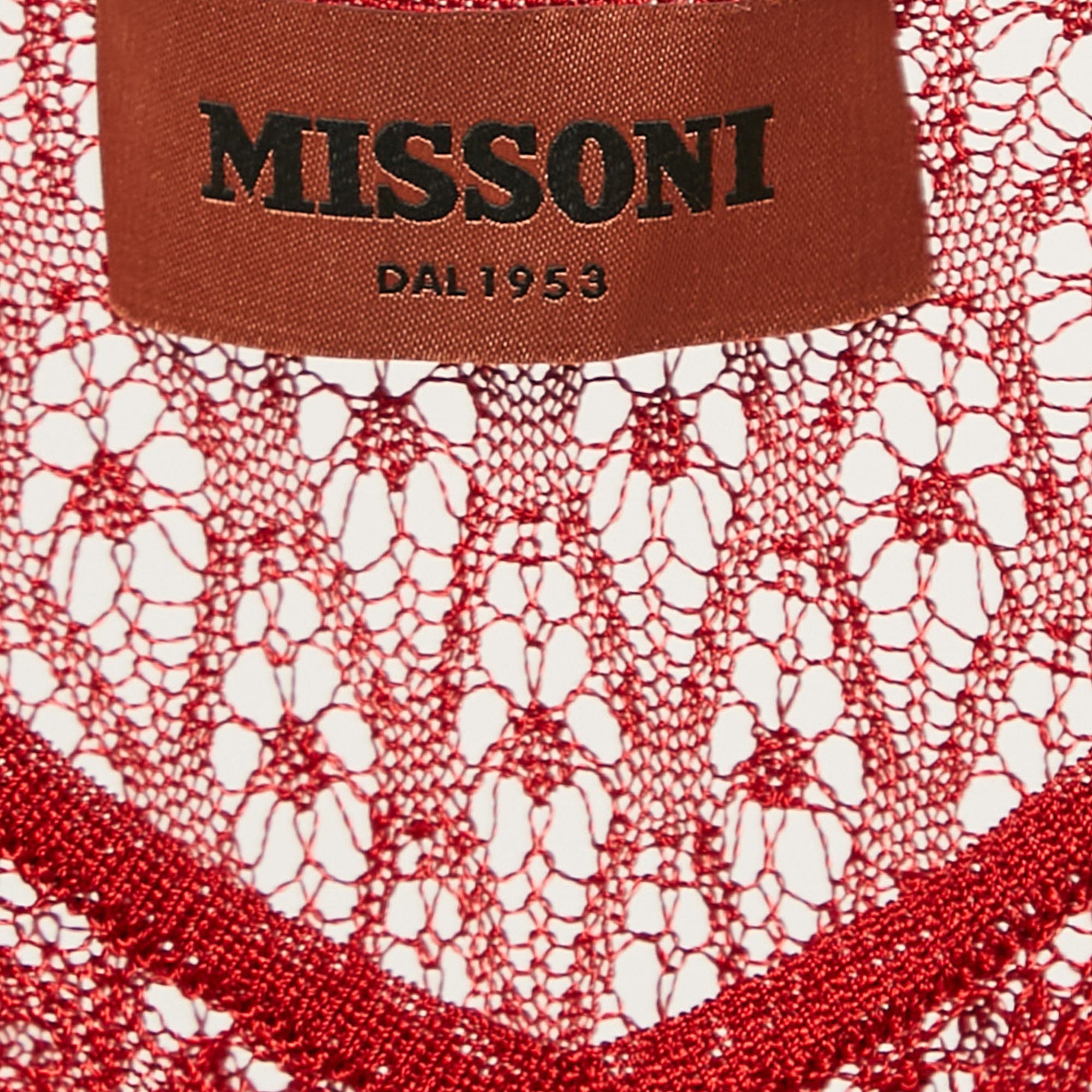 Missoni Red Stretch Knit Sheer Cami Top S