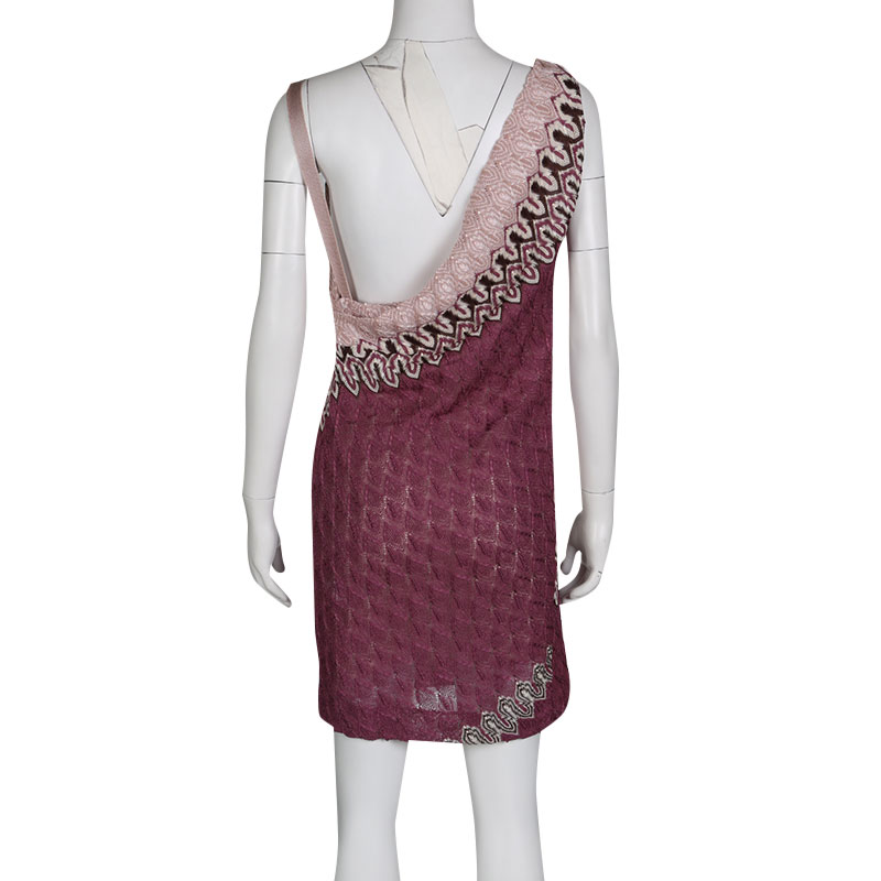 Missoni Multicolor Patterned Knit Draped Sleeveless Dress M