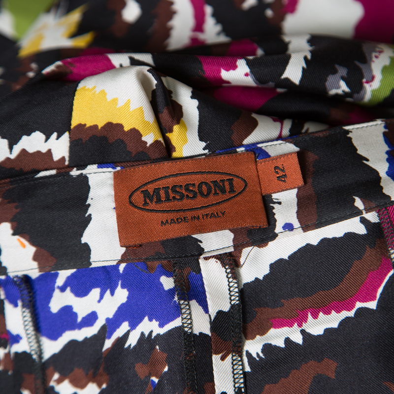 Missoni Multicolor Abstract Printed Silk Wide Leg Pants M