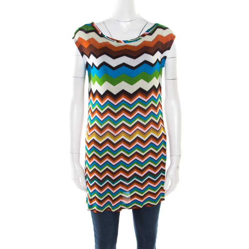 Missoni mare multicolor chevron pattern knit sleeveless tunic s