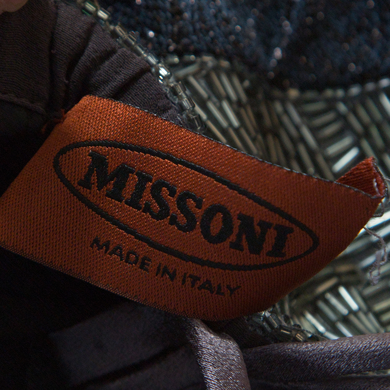 Missoni Multicolor Lurex Knit Embellished Bodice Sleeveless Dress S