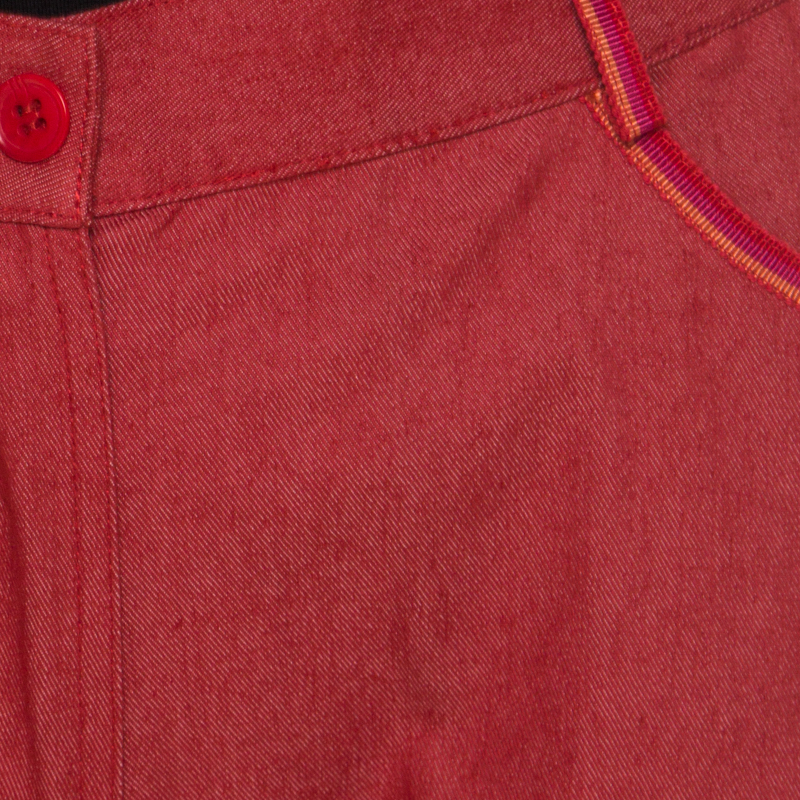 M Missoni Red Cotton Twill Denim Wide Legged Jeans M