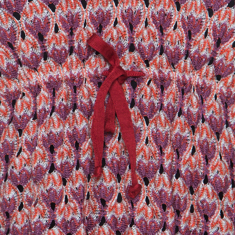 Missoni Purple And Orange Perforated Knit Drawstring Detail Top M