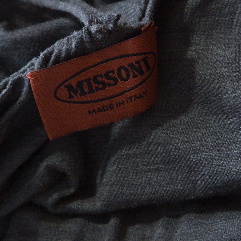 Missoni Grey Jersey Cowl Neck Detail Noodle Strap Top M