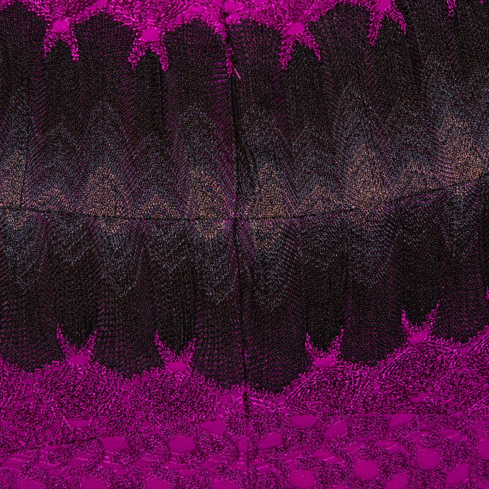 Missoni Purple Crochet Knit Sleeveless Fitted Dress S