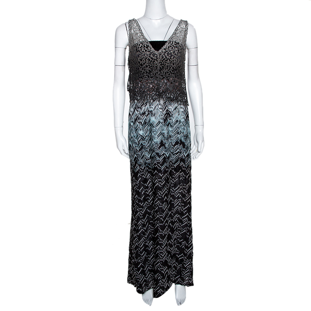 Image of Missoni Black Ombre Zig Zag Knit Strapless Maxi Dress & Top Set M
