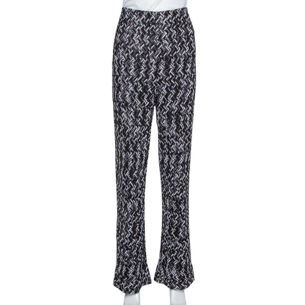 Image of Missoni Monochrome Textured Lurex Knit Wide Leg Pants L